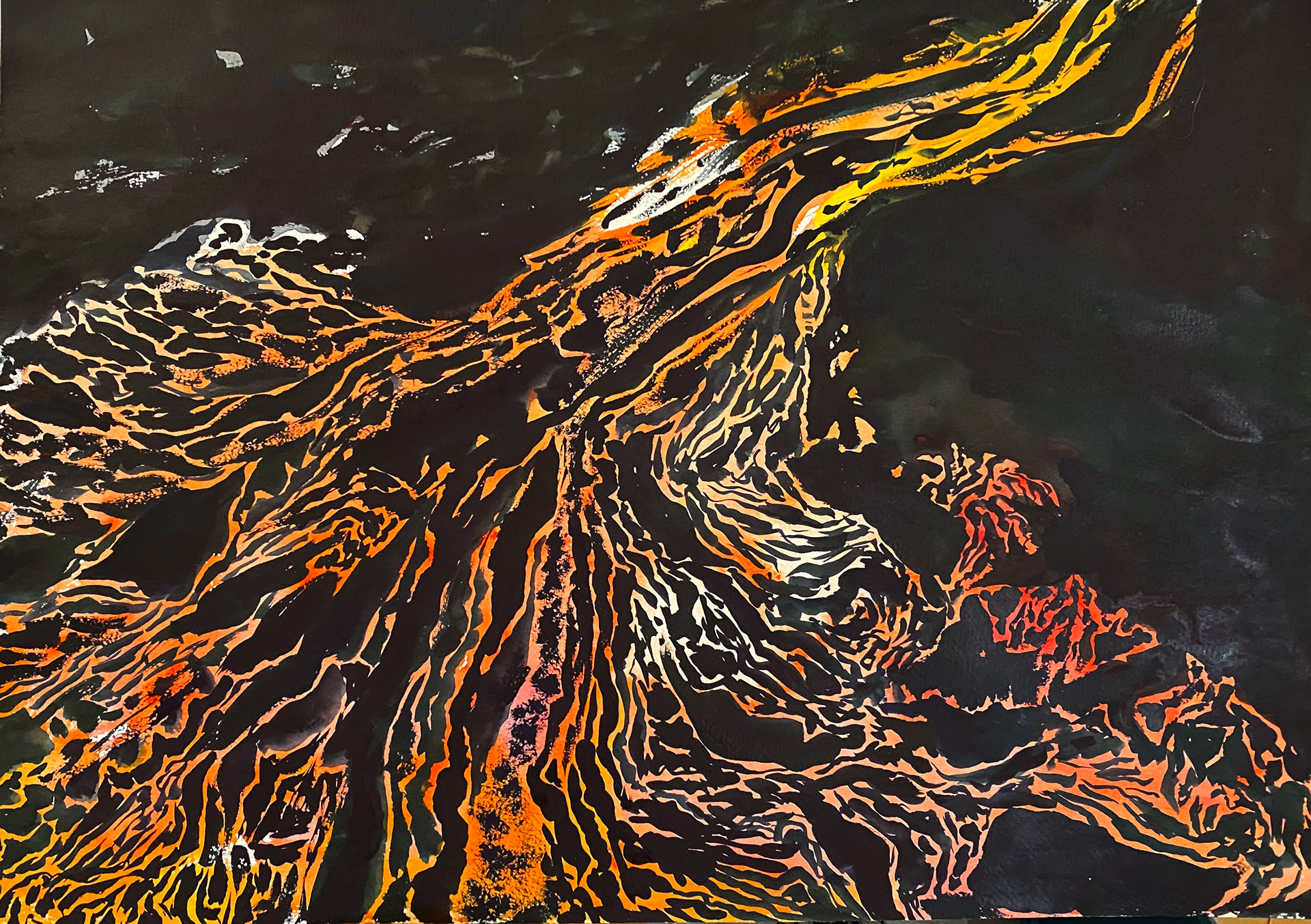 Hraunelfur/Lava river - 36 x 49 cm. Kr. 60.000.