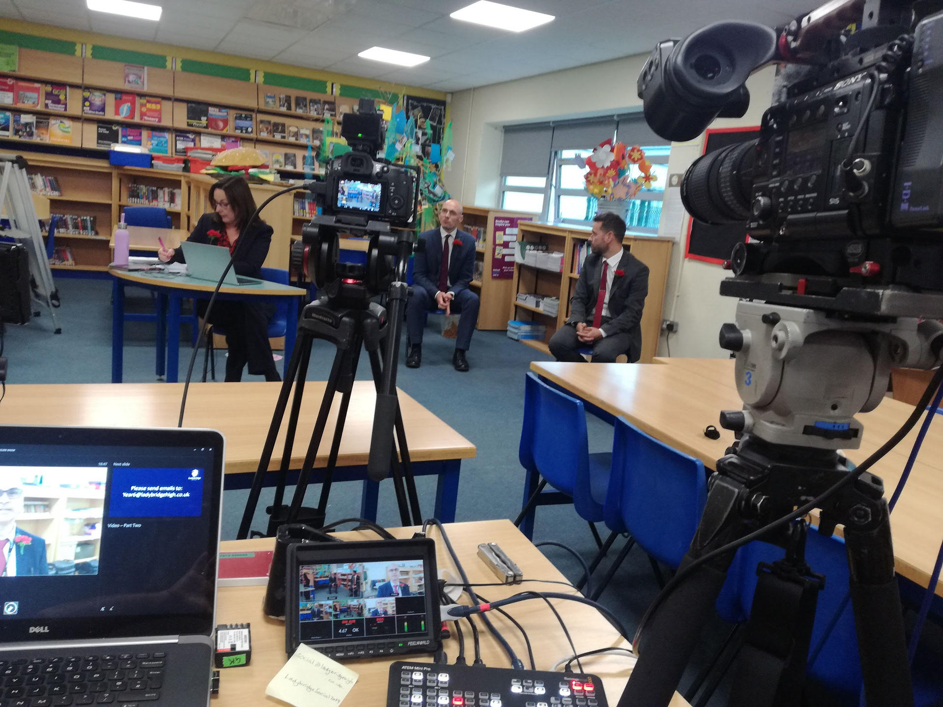 Set up for a livestreamed school open evening
