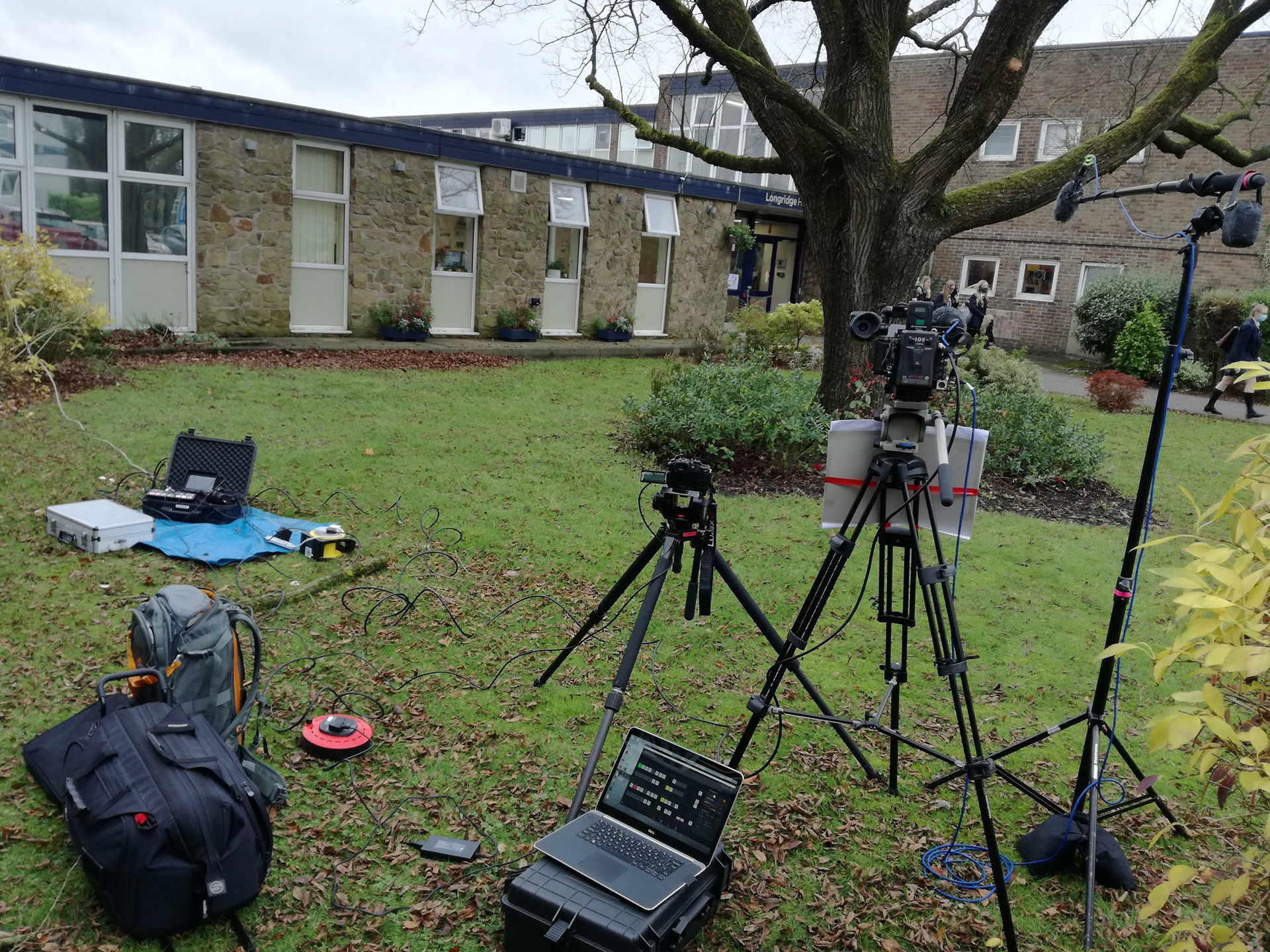 Setting up for an outdoor livestream
