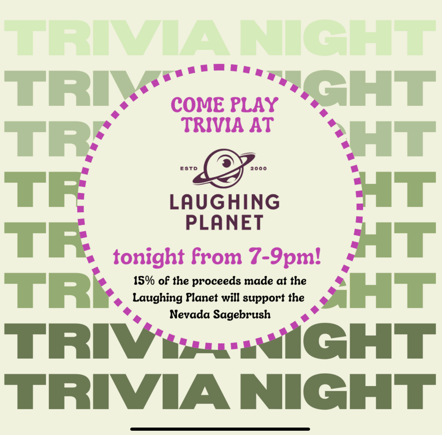 Graphic promoting a fundraiser for the Sagebrush, made using Canva.