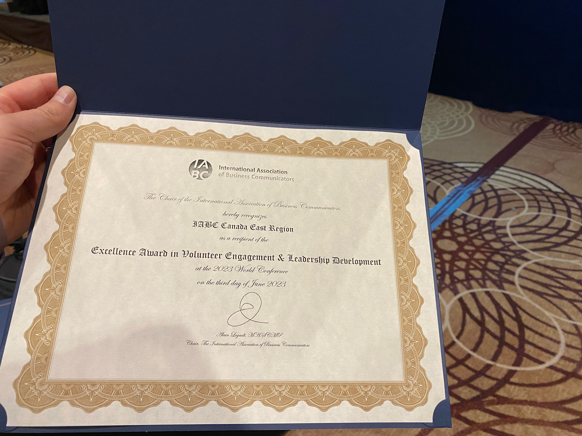 IABC Canada East Region won an Award of Excellence for Volunteer Engagement and Leadership Development