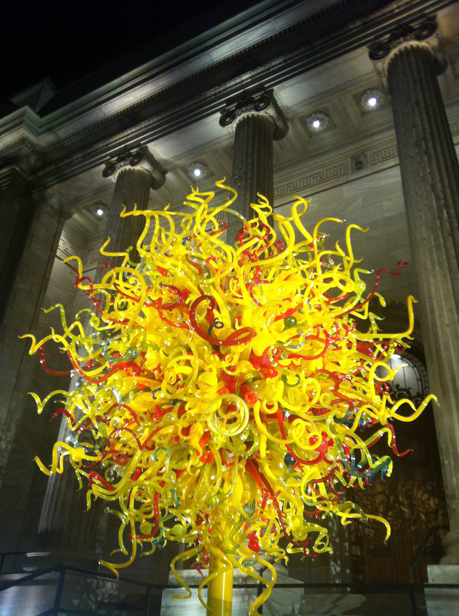 The featured show at Musée des Beaux Arts de Montréal: Dale Chihuly. This is his "the sun" in front of the museum