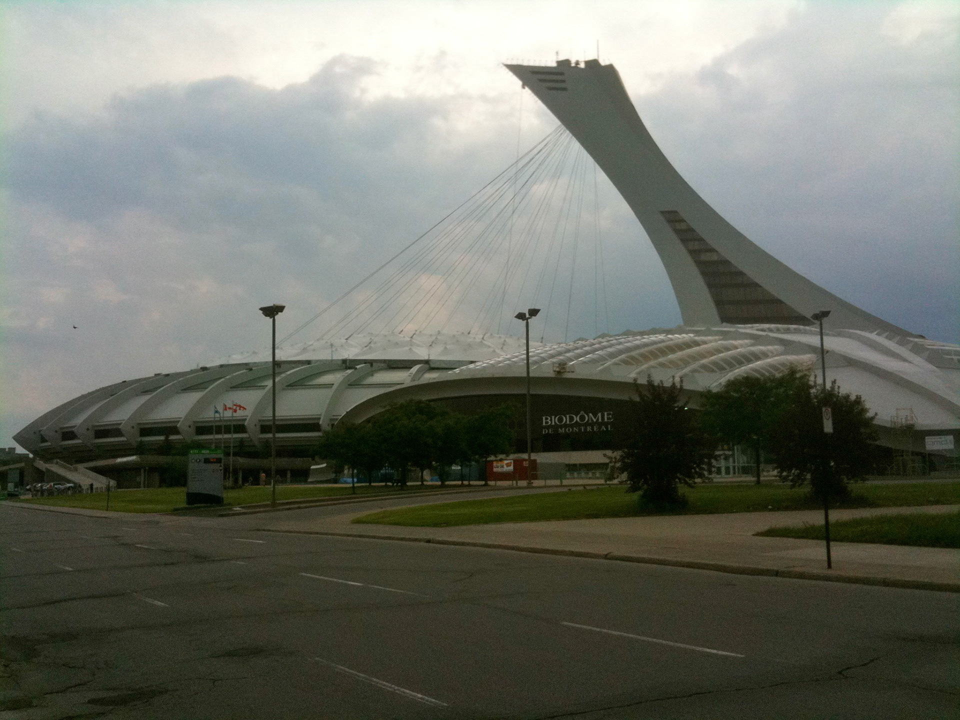Dramatic shift from old to new: the symbol of Montreal's 1970s ambition gone haywire: the Olympic Stadium