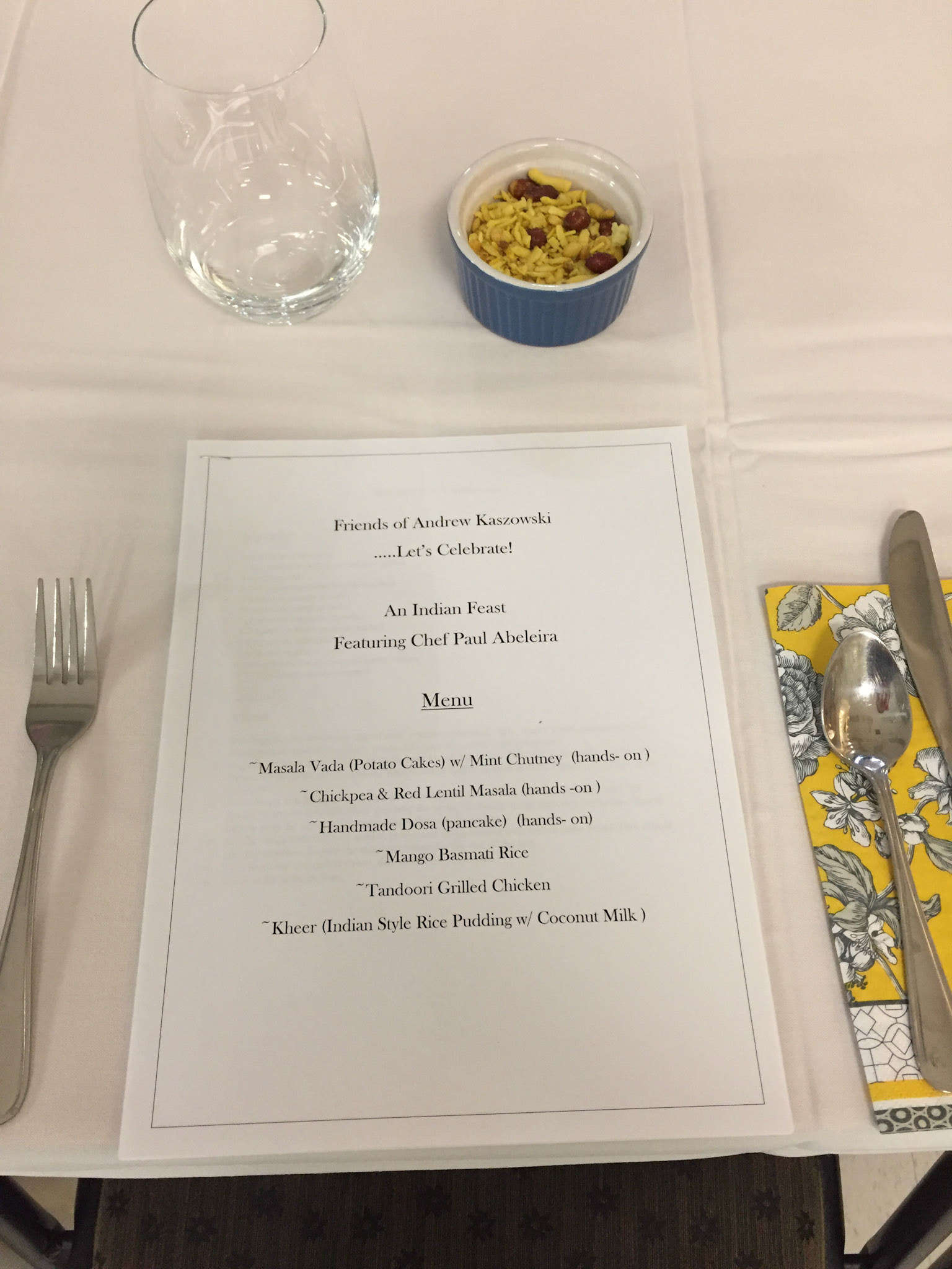 An Indian Feast - quite the amazing menu that Chef Paul and Jenny put together!