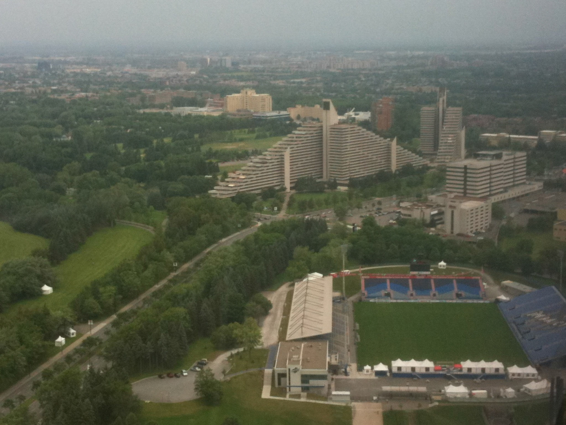 From the Olympic Stadium tower, a new soccer stadium and the pyramid-like Olympic Village