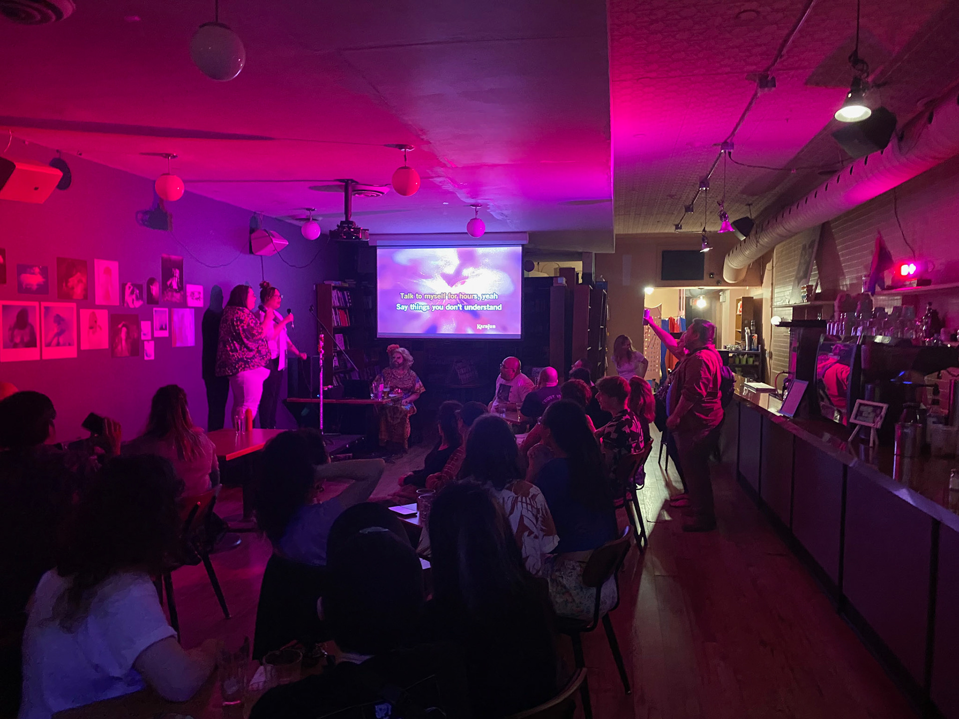 Took folks to karaoke at Glad Days Bookshop in the Church-Wellesley village