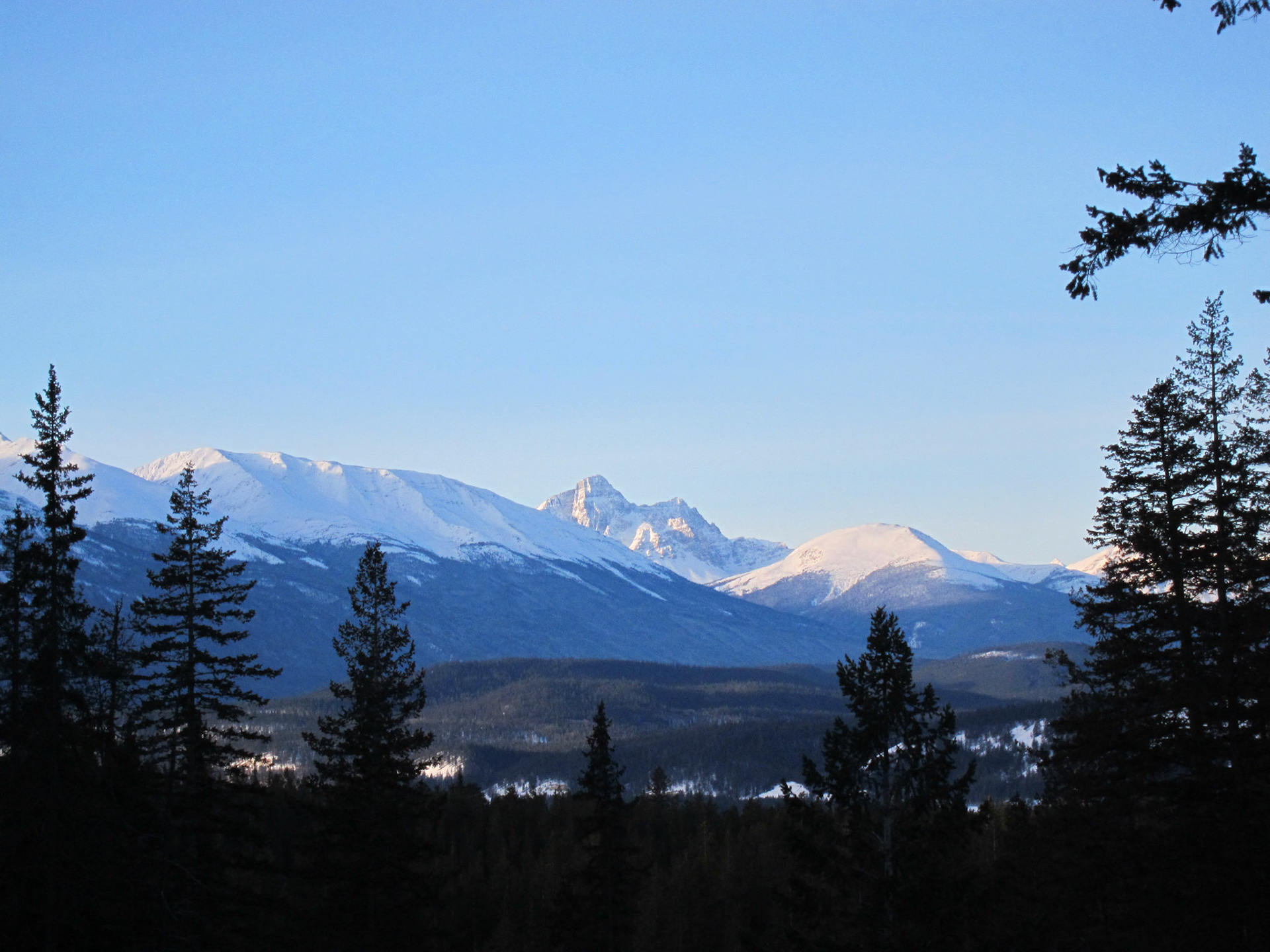 Spent my second day in Jasper on a very unique tour: the Maligne Canyon ice walk - looking here from Maligne River towards the mountains of Jasper
