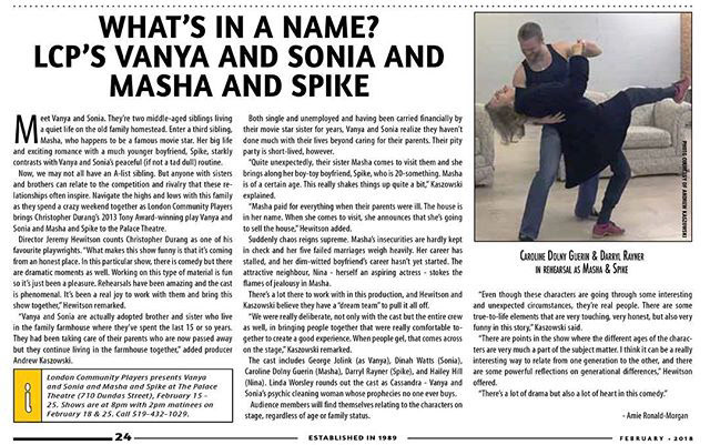 We're famous!⠀ Read all about Palace Theatre's production of "Vanya and Sonia and Masha and Spike" by Christopher Durang - on stage Feb. 15-25⠀ Get tickets now: https://goo.gl/N2jvad ⠀ Thank you @scenelondon for the great article!