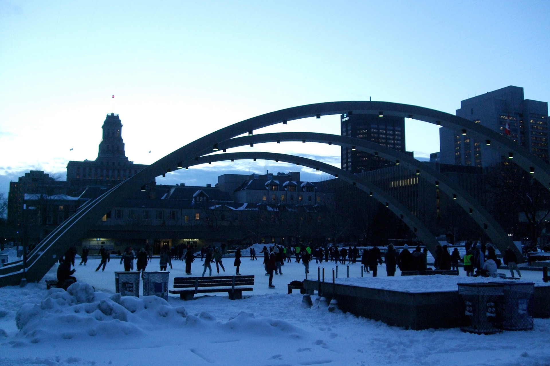 Lots of skaters at Nathan Phillips Square