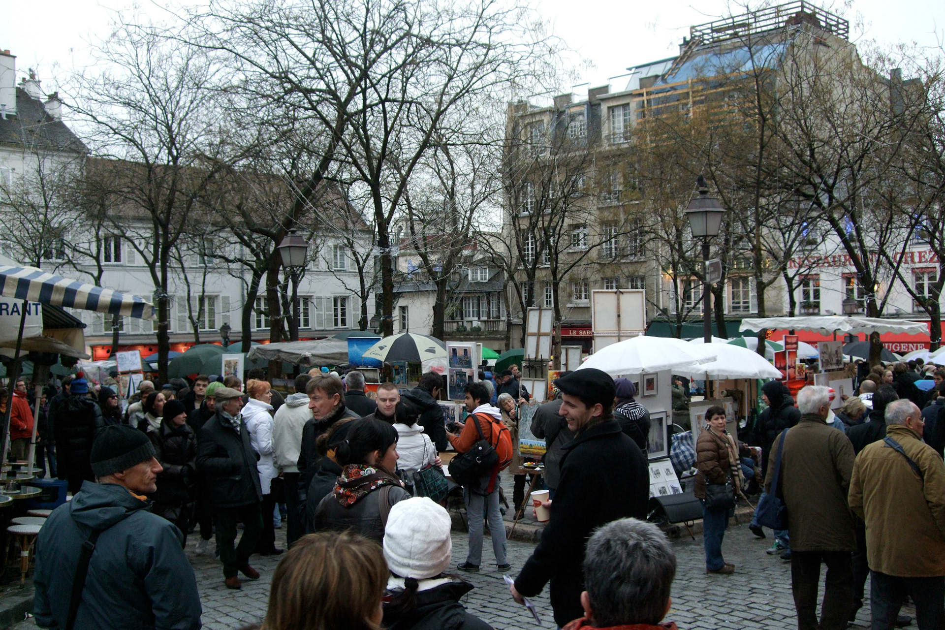 The square of Montmartre. When I visited in the spring of 2008, all the restaurants had outdoor patio service set up here