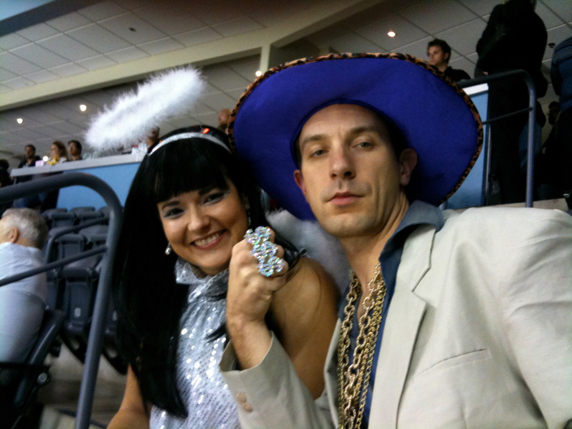 Devil's Night Knights Game with TechAlliance: I'm pimpin' it up and Jodi's keeping it angelic