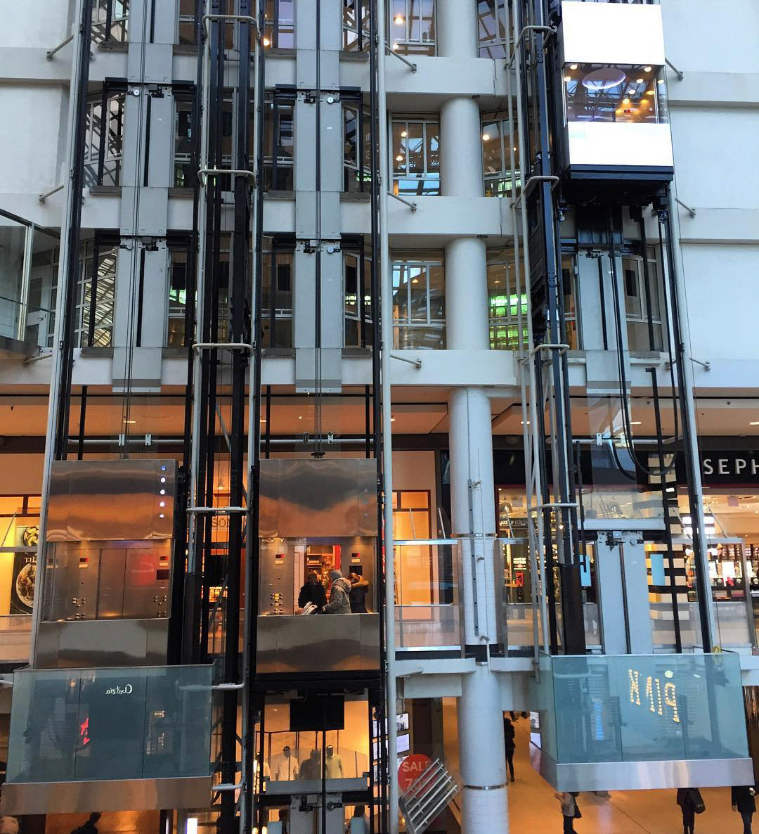 Up and down. Elevators working all day at #eatoncentre #architecture