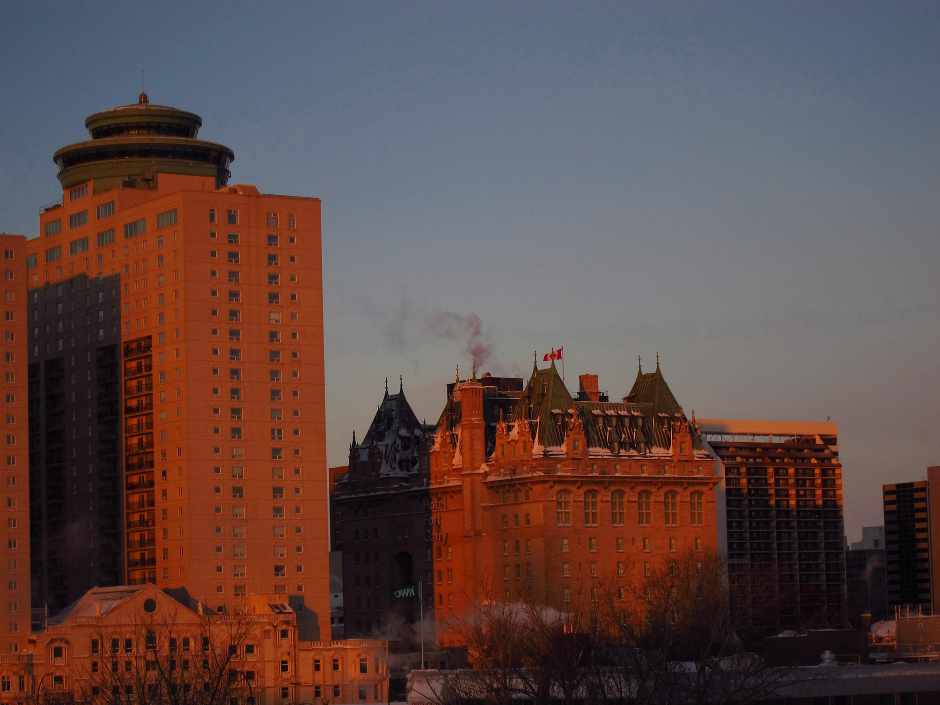 From the Forks tower you can see the impressive Fort Garry hotel
