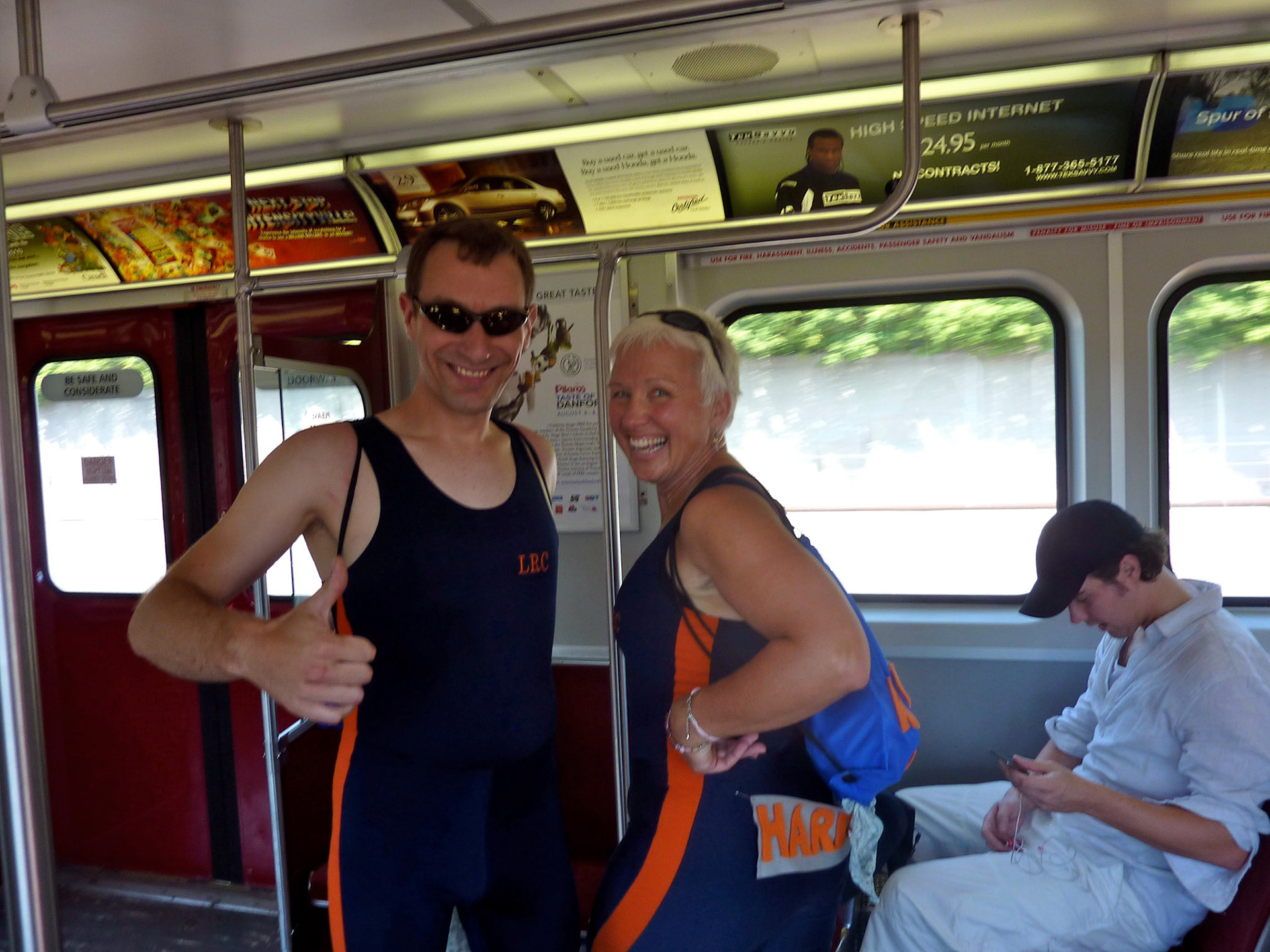 Team Rowers Pull Harder - my rowing teammate Vida and I - head downtown to join the Great Urban Race