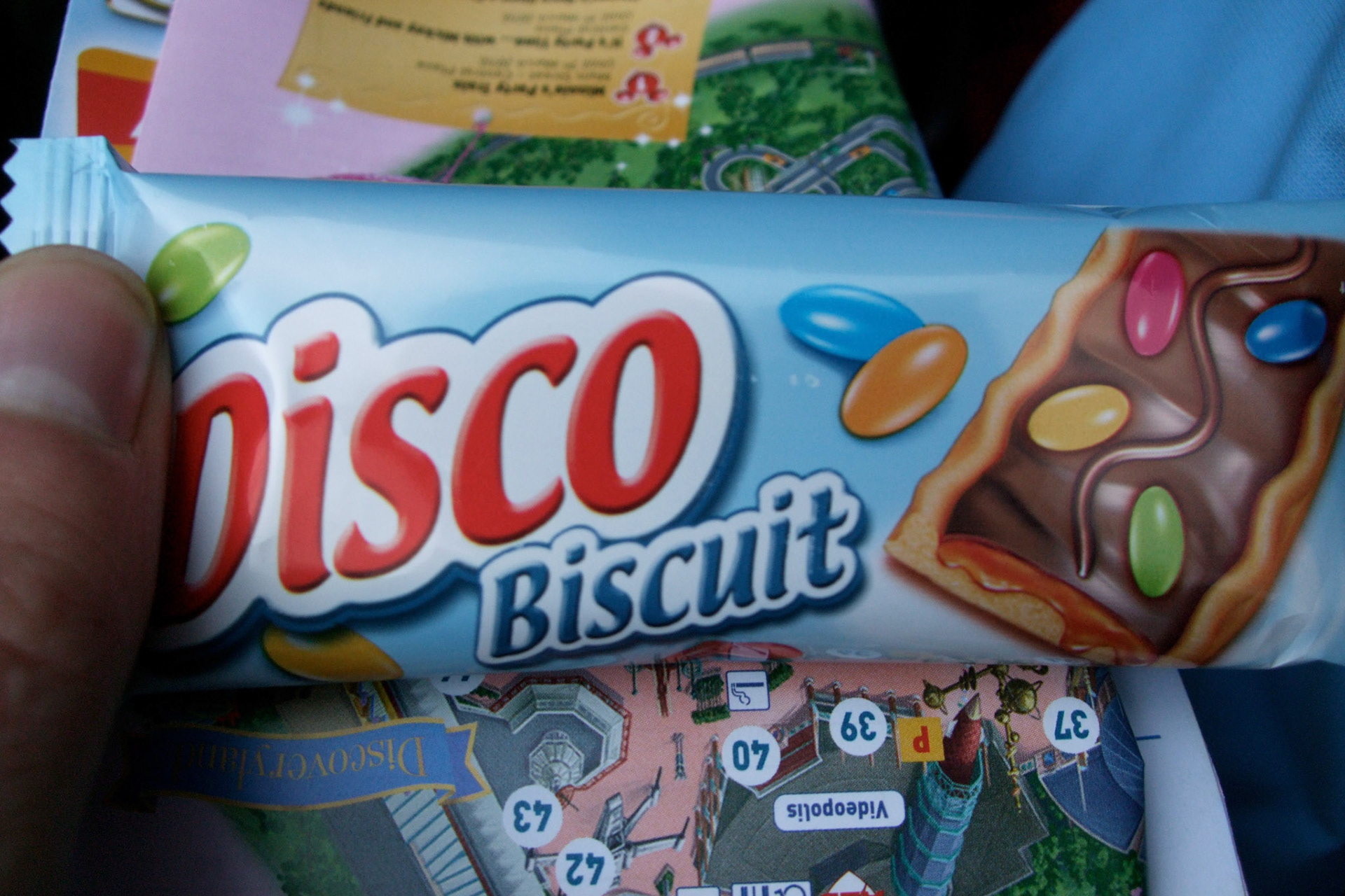 Waiting in line for the haunted mansion, Tamara gave me a Dutch chocolate bar. The grooviest I've ever eaten
