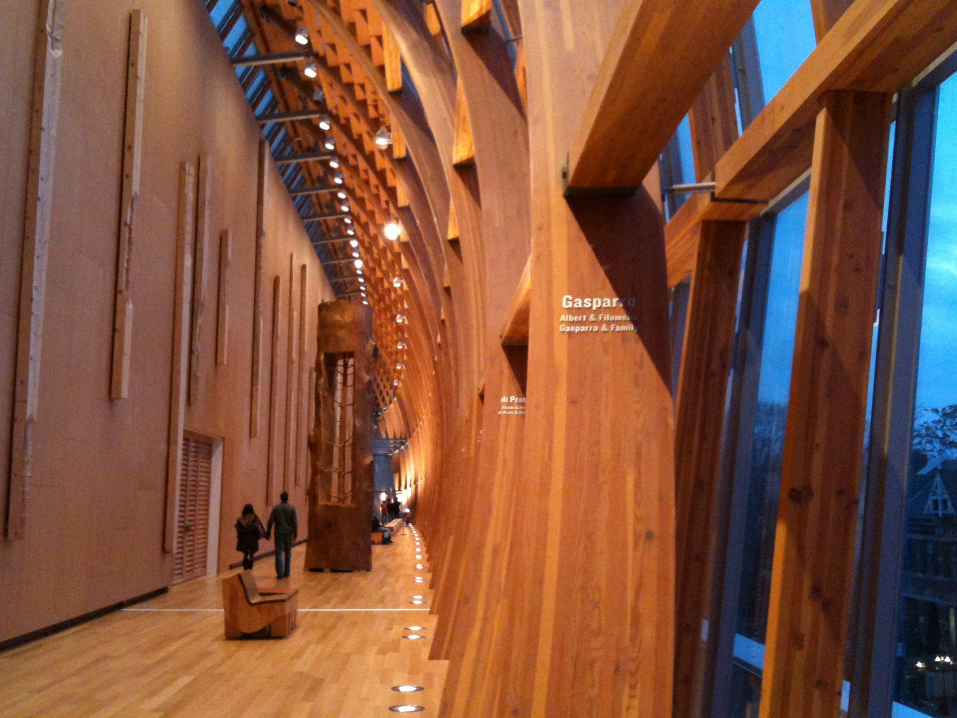 The dramatic new gallery space at the front of the AGO with lots and lots of wood