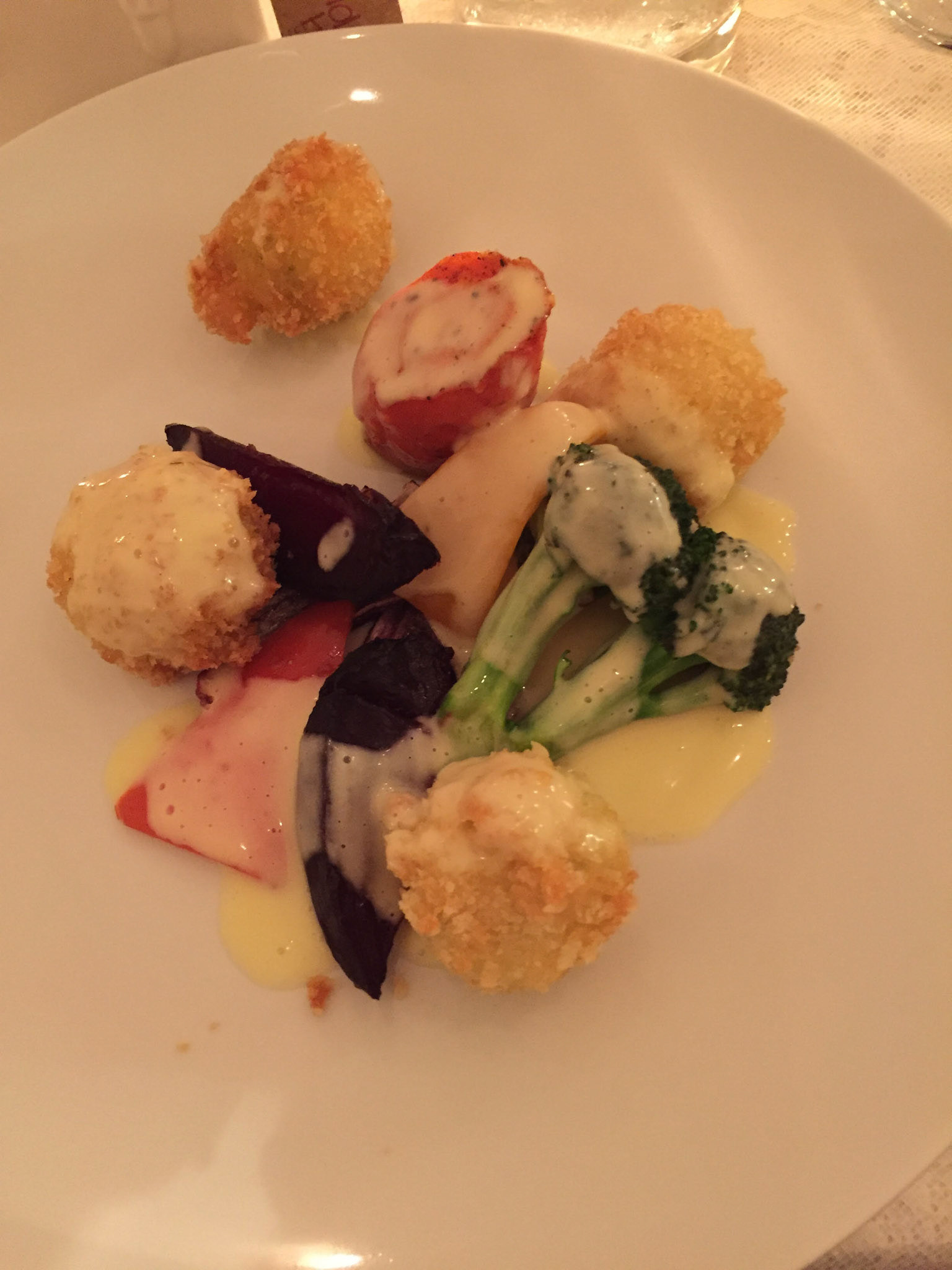 Second course: veggies, goat's chesse, nuts and truffle