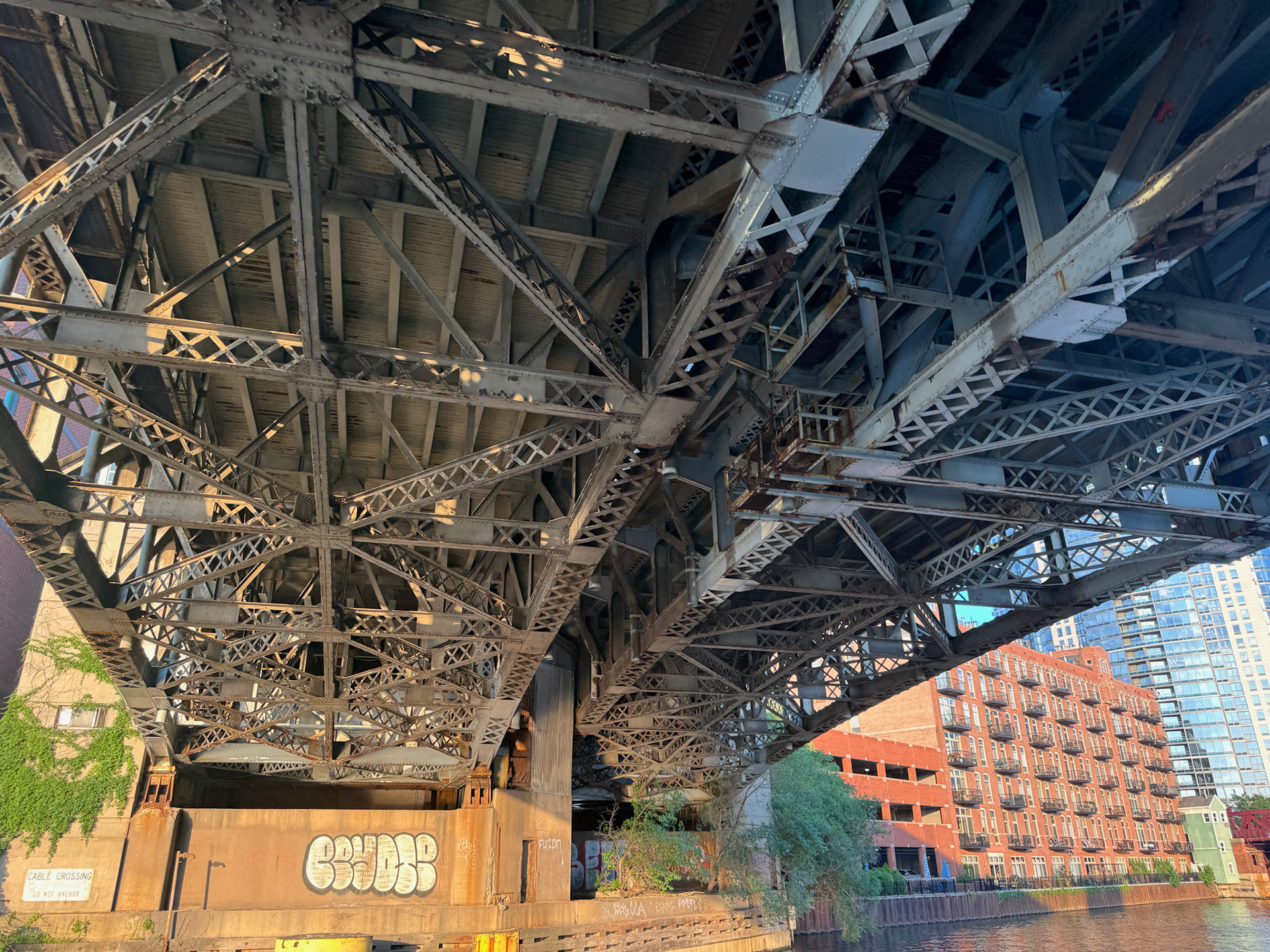 One of the many lift bridges spanning the Chicago River