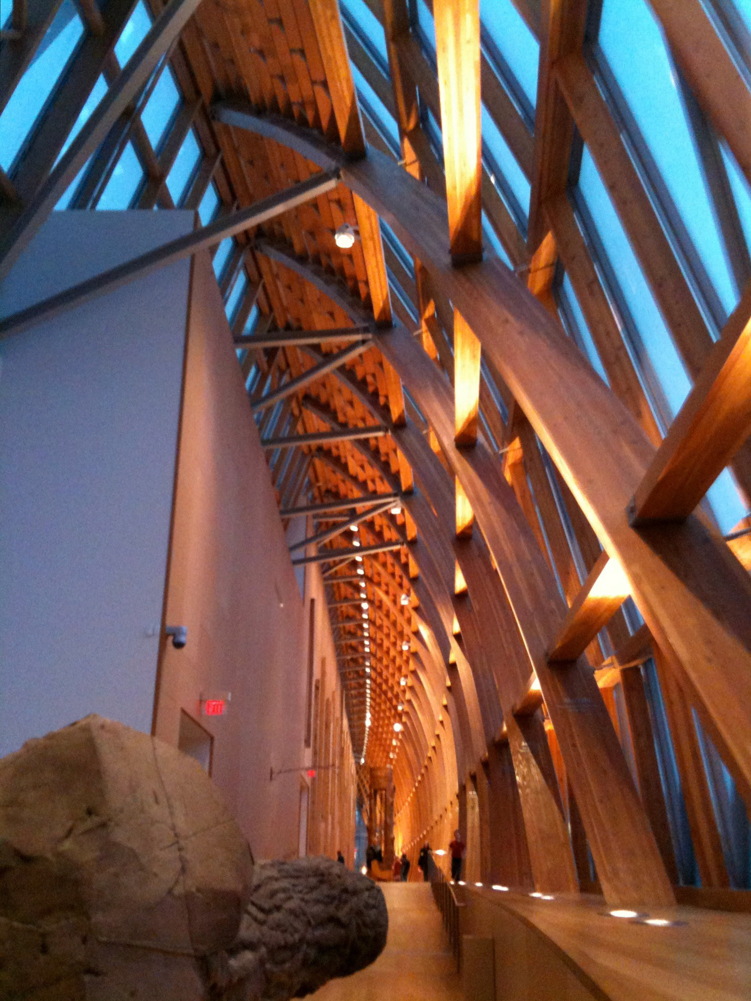 The dramatic new gallery space at the front of the AGO with lots and lots of wood