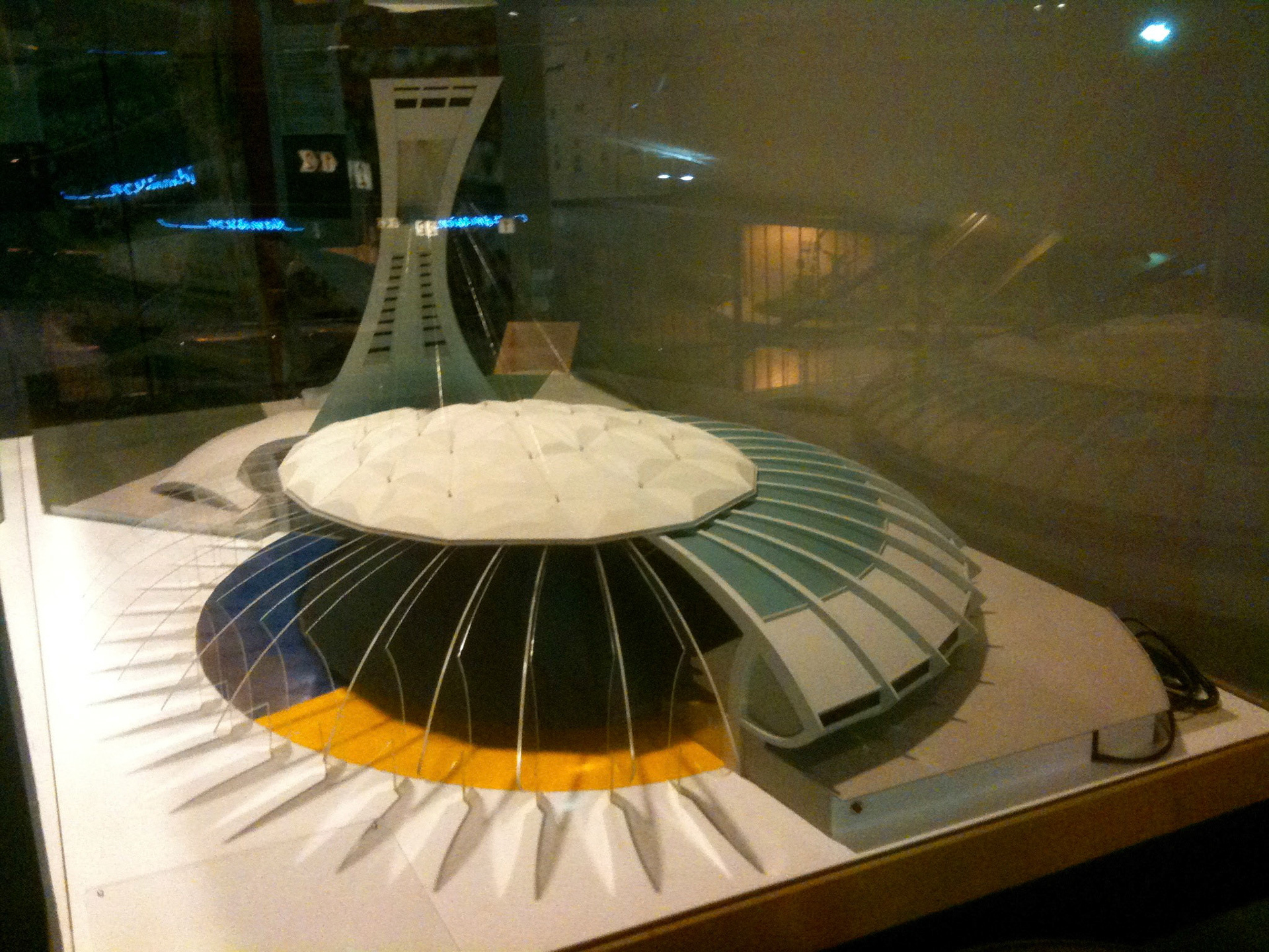 Inside the Olympic Stadium, architect's model of the insanely futuristic design