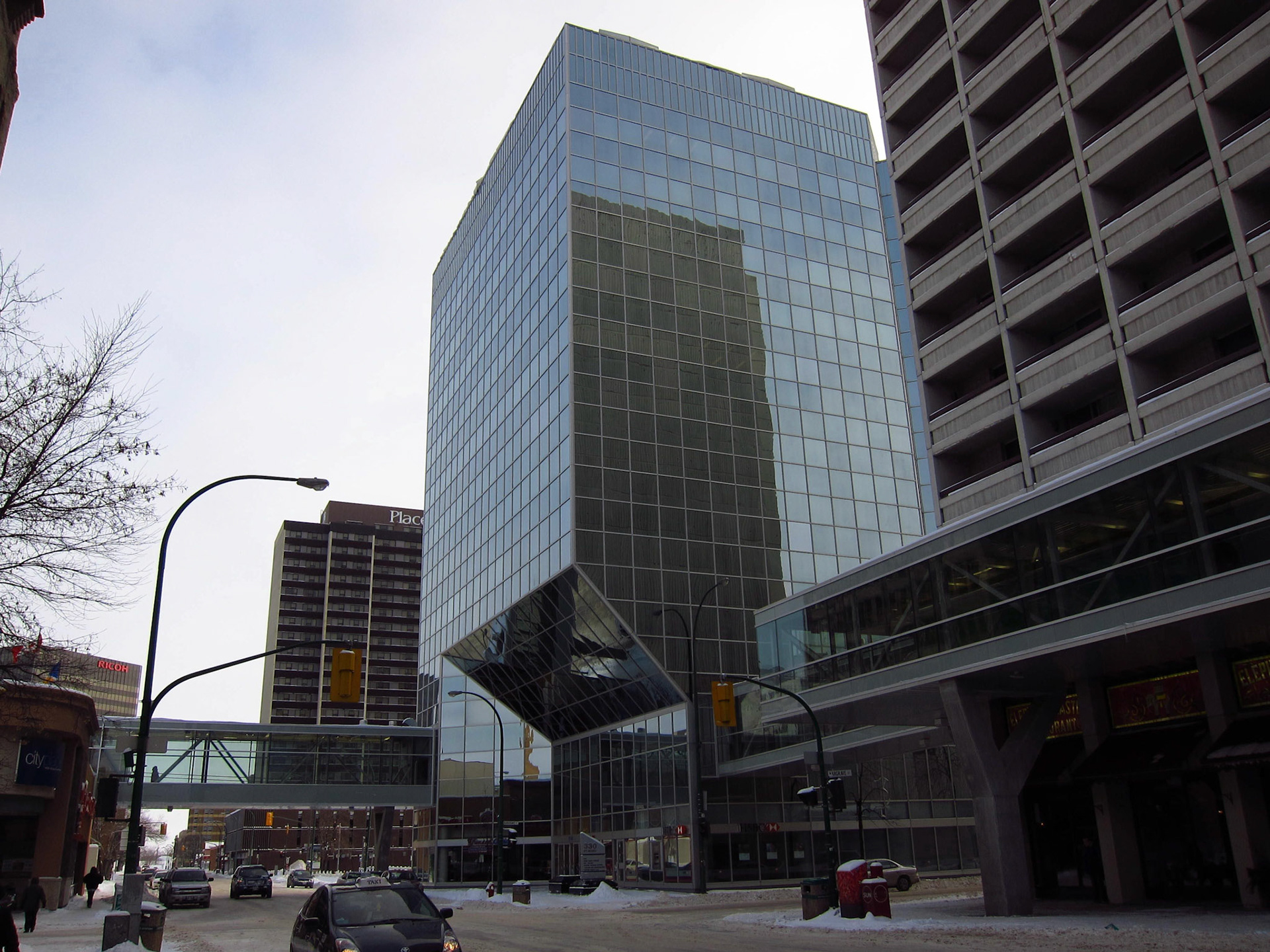 Downtown Winnipeg. Winnipeg isn't shy that it's cold in the winter: so they have been building a heated skywalk through downtown