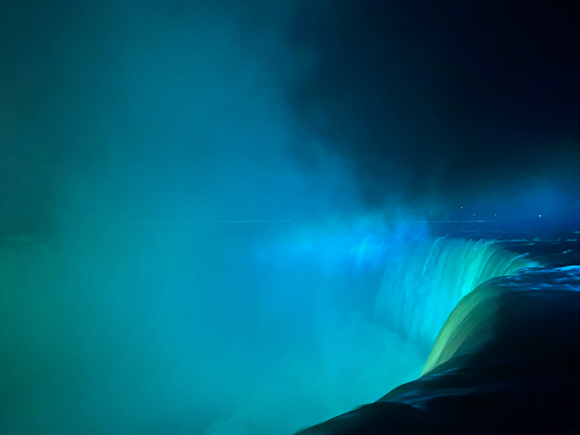 Niagara Falls in blue and green