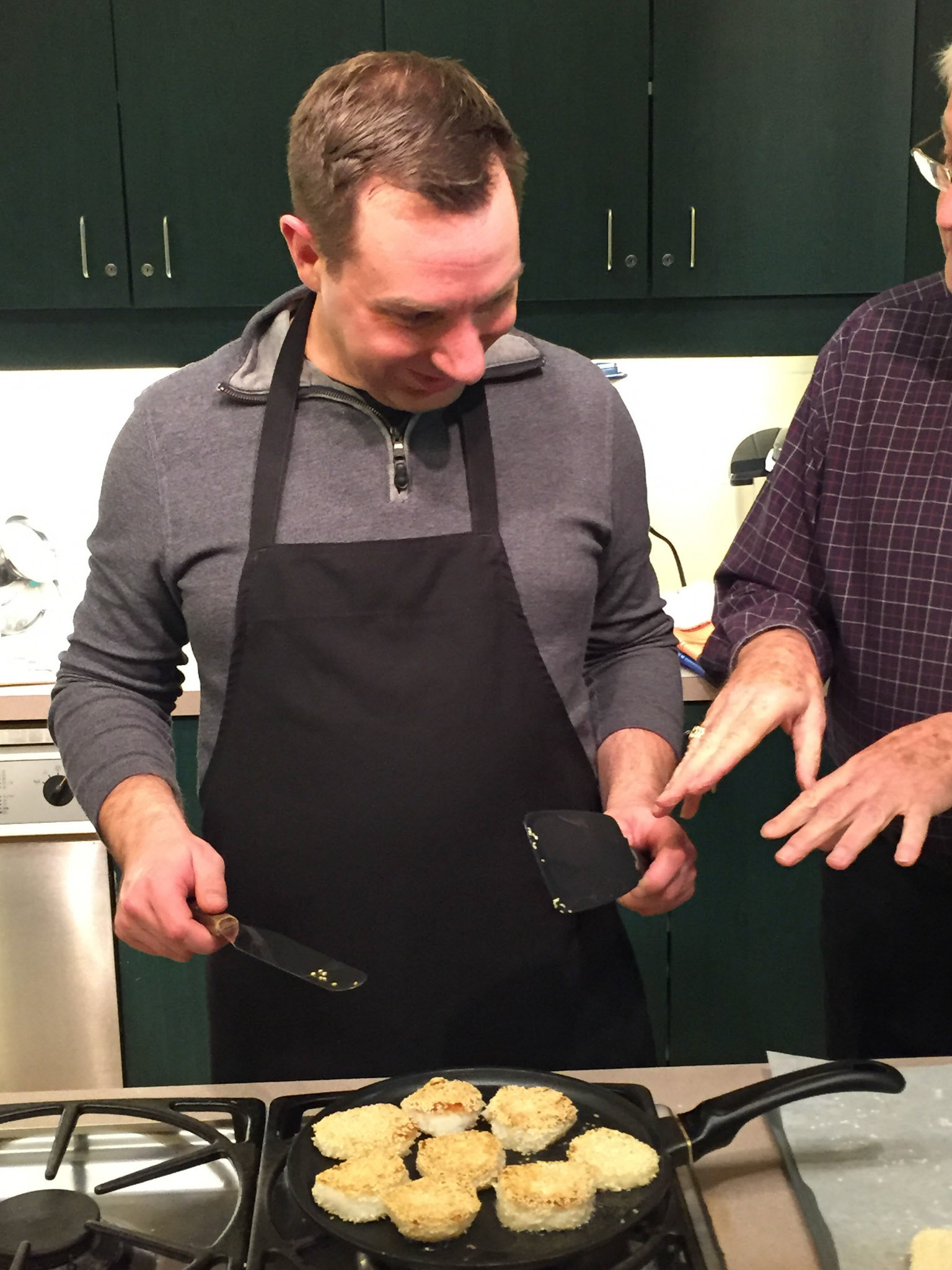 Mmmm - the crispy sesame rice cakes were fun to prepare