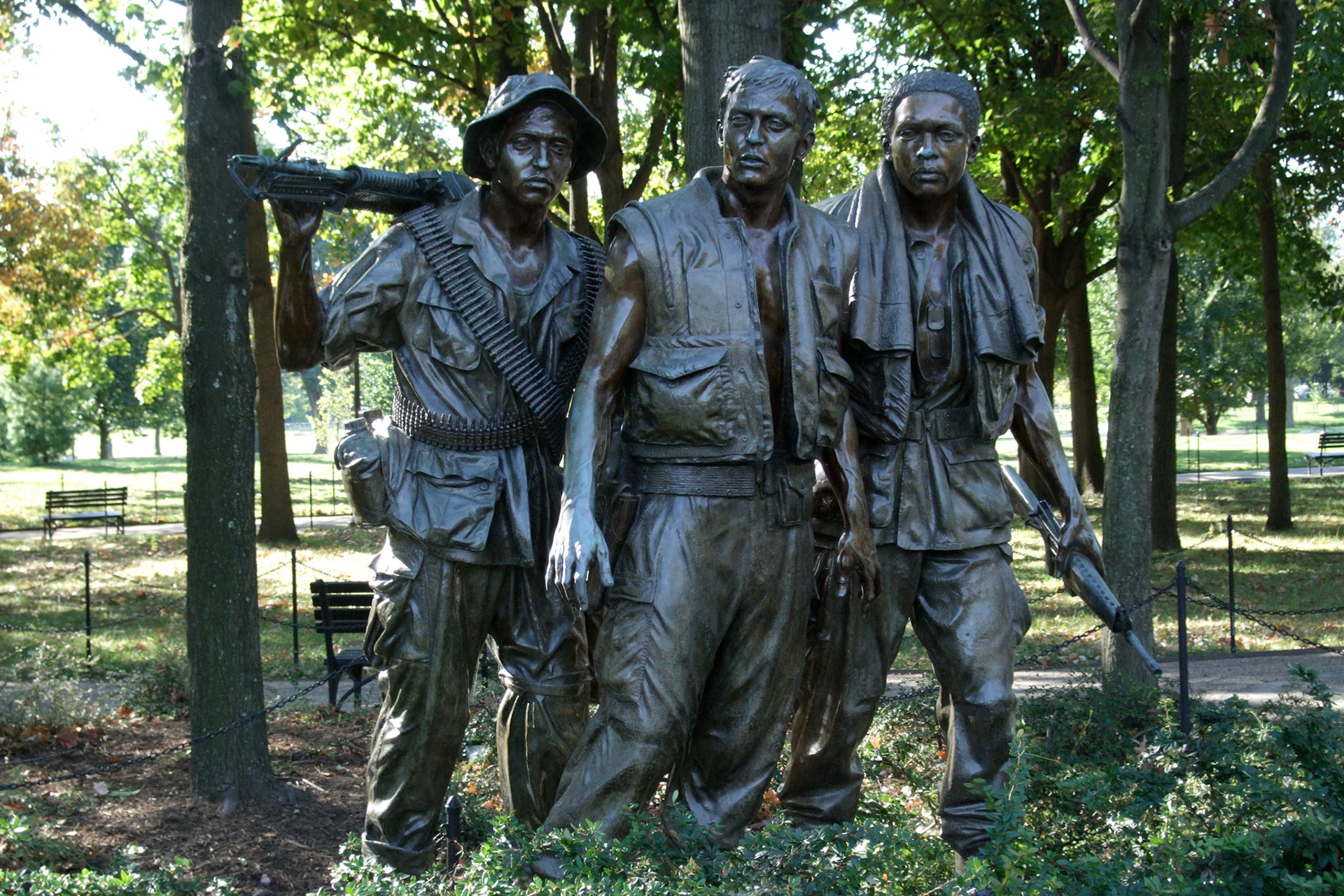 A pretty bold statue at the Vietnam Veterans memorial shows you how gritty this war really was