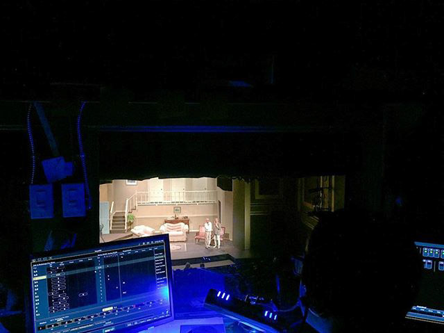 Here’s what the show looks like from the control booth! “Vanya and Sonia and Masha and Spike” by Christopher Durang #lcpvanya @atthepalace