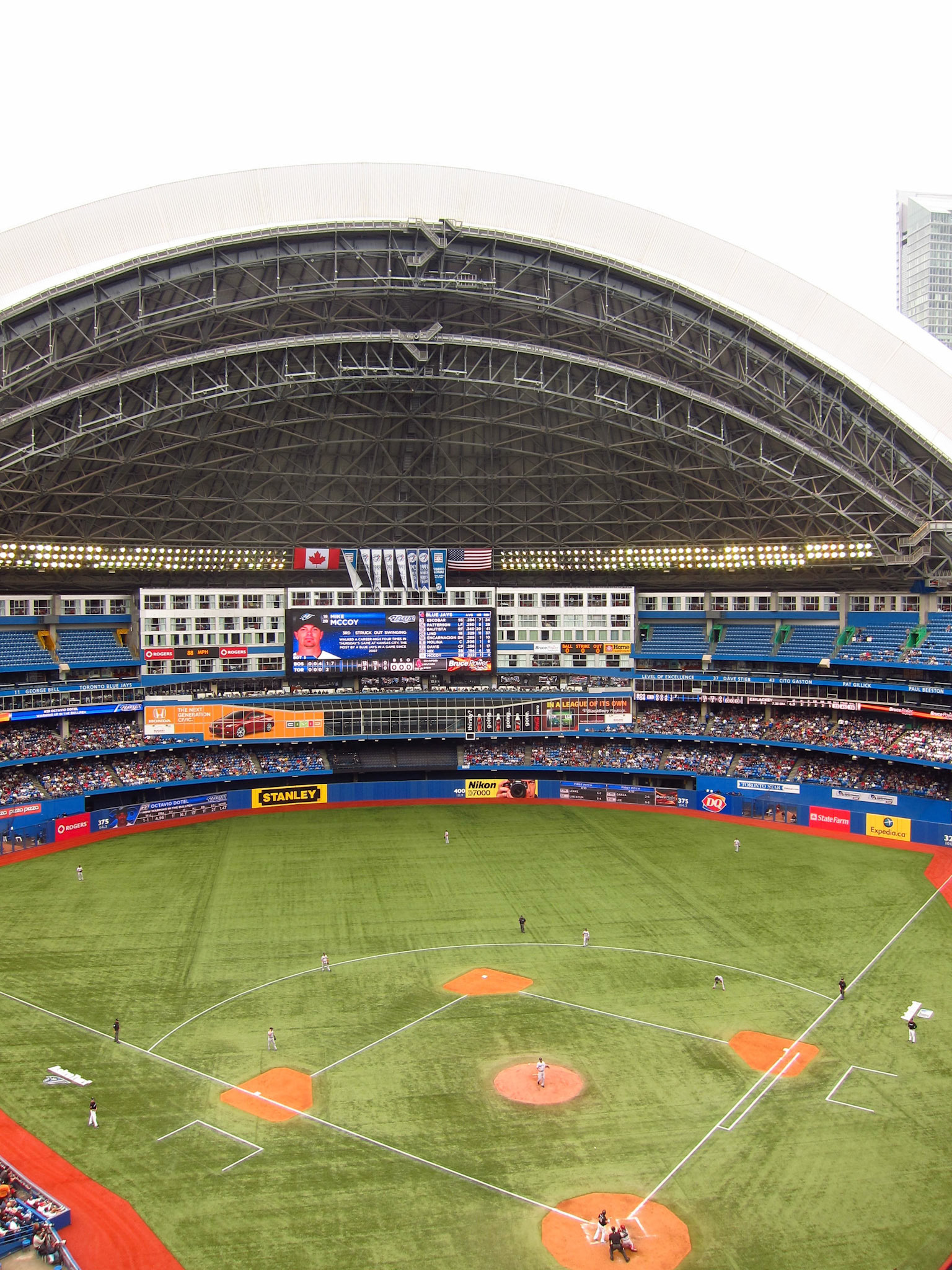 Before the Glee concert, we saw a Jays game: my first time at the Rogers Centre with the dome open: so cool!