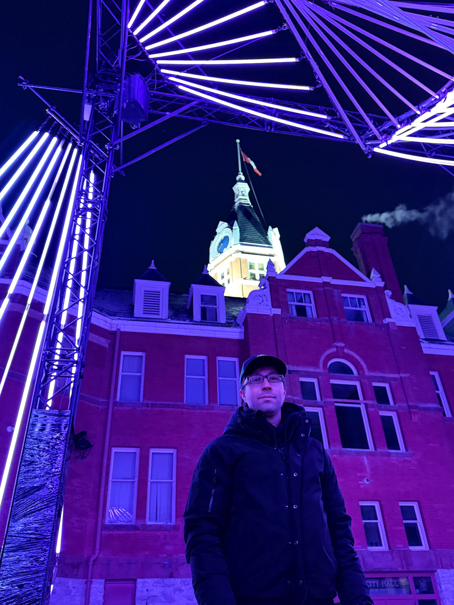 Stratford's Market Square was lit up with the interactive, musical light installation called "Chronoharp"