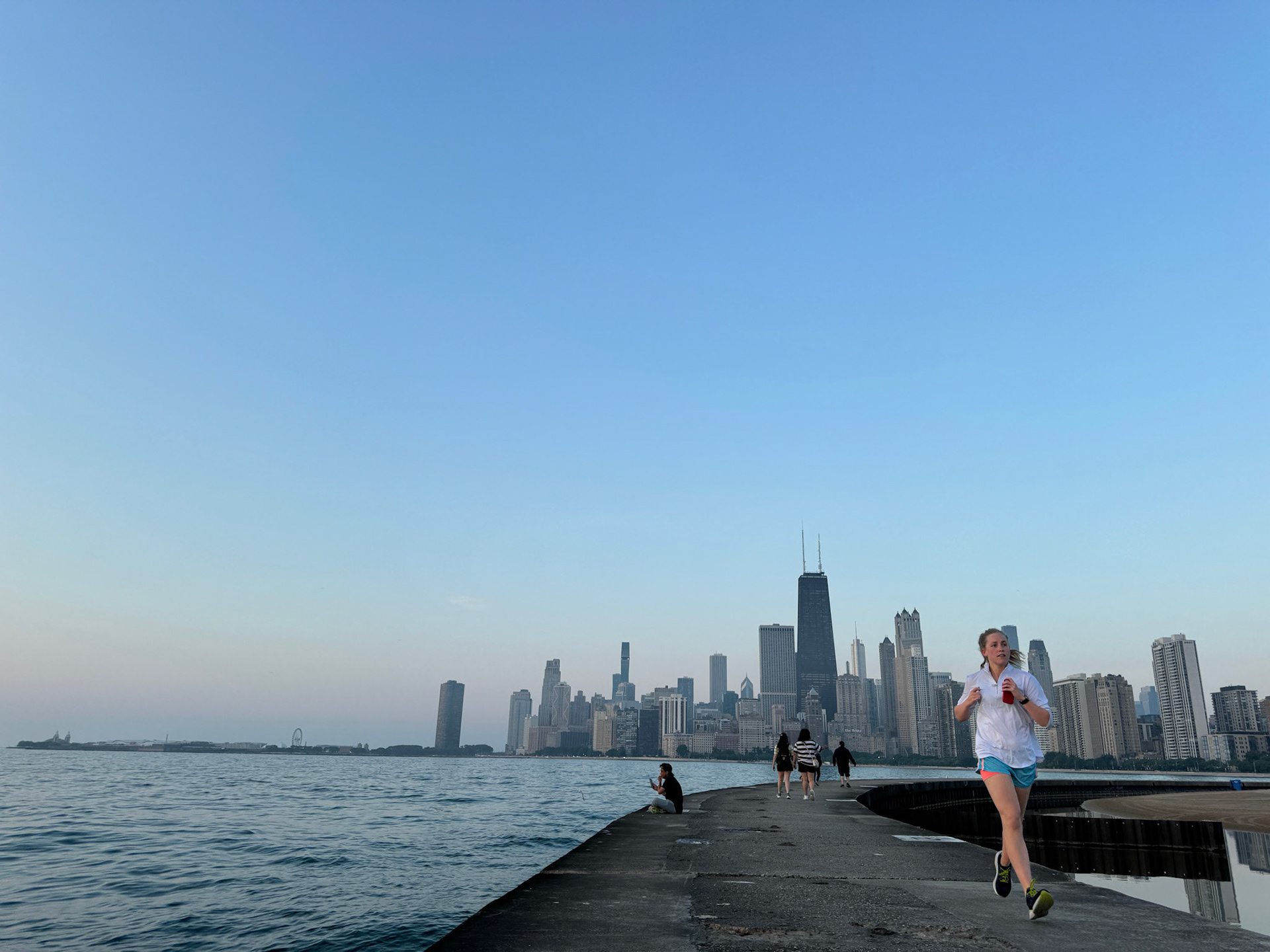 Early morning beachfront life coming alive along Chicago's beautiful shortline