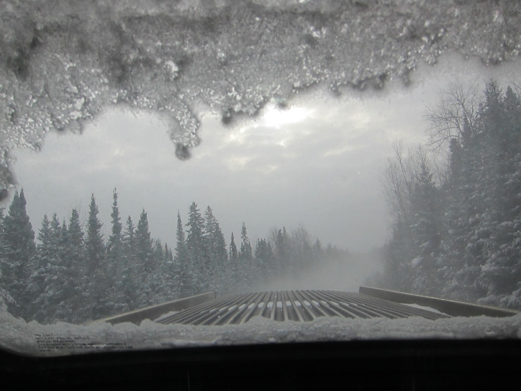 It's cold in Northern Ontario! Ice crystals form around the windows of the Dome Car