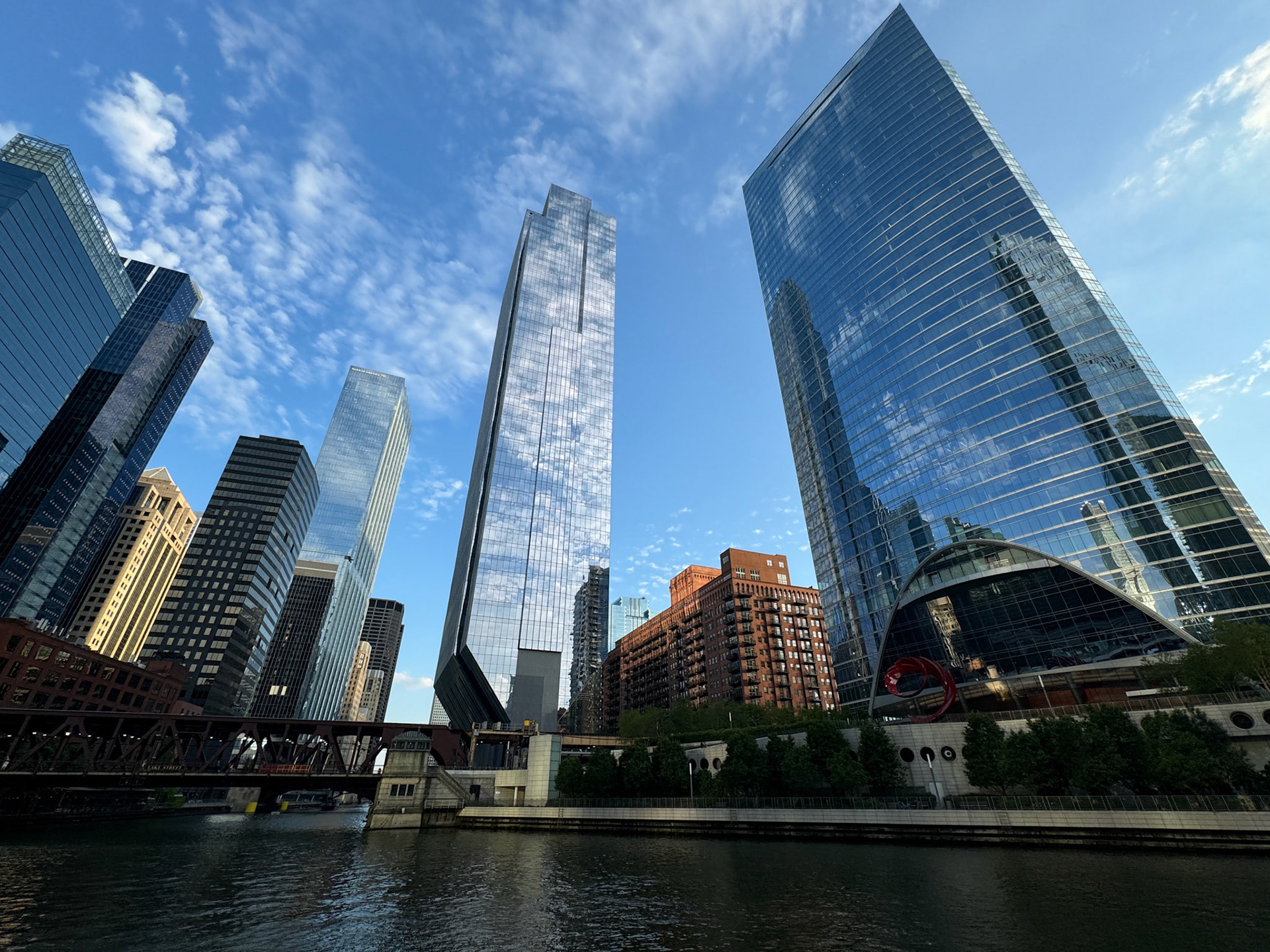 Here, the Chicago river splits into a North and South branch