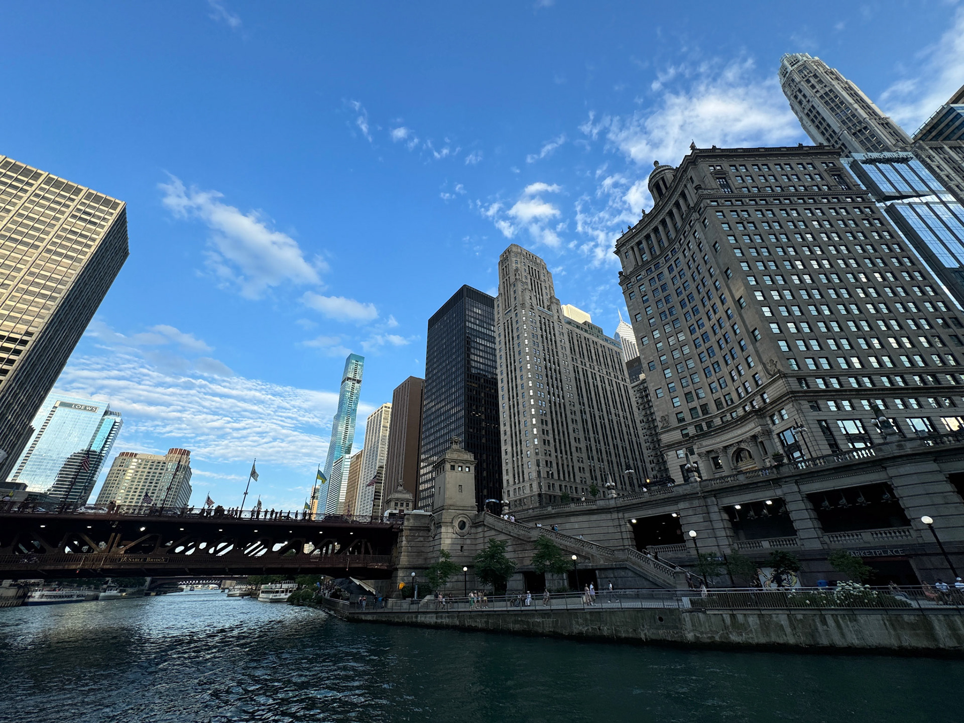 To the right, London House and the Chicago Riverwalk