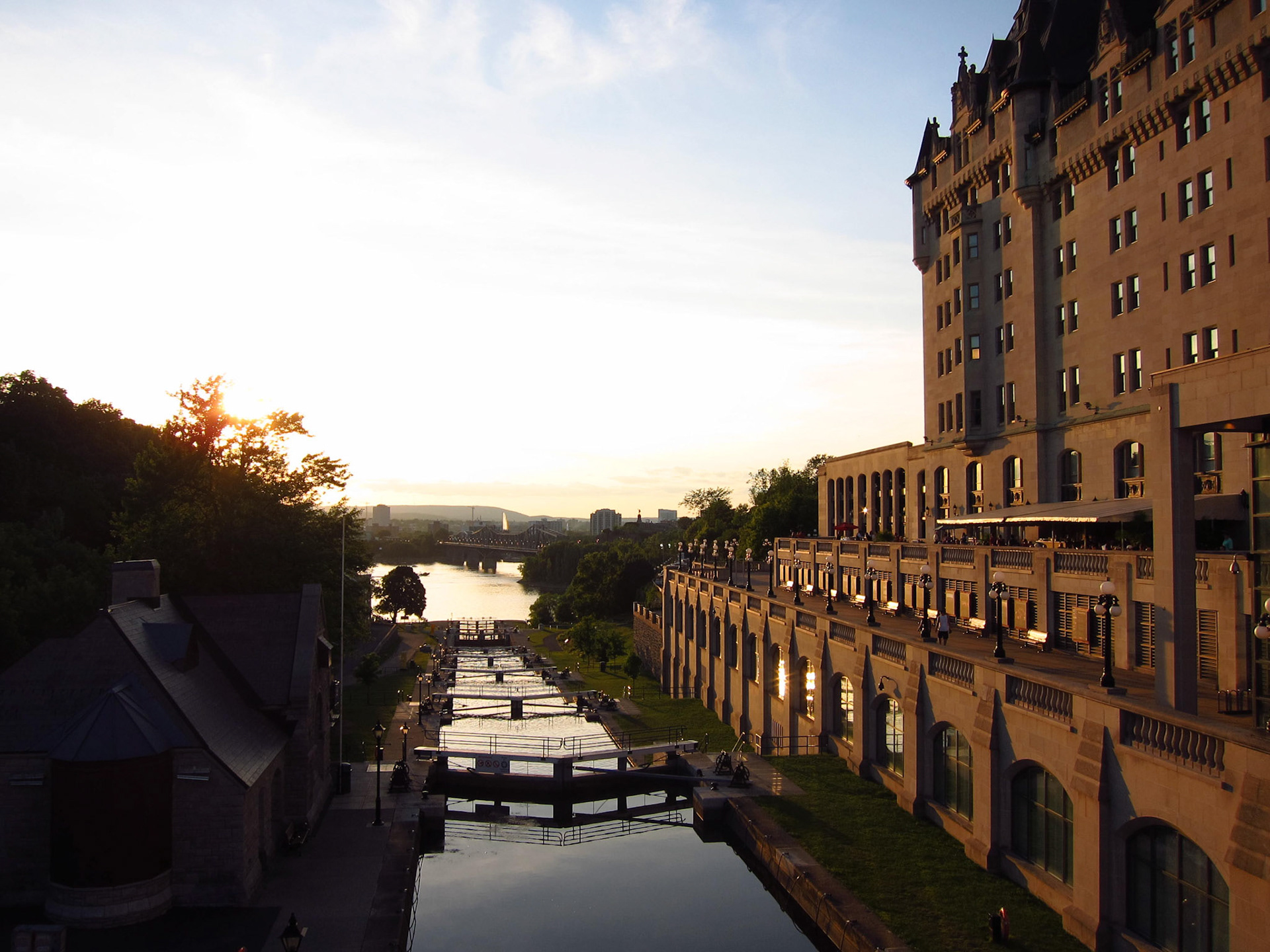 The locks of the Rideau Canal as they descend into the Ottawa River