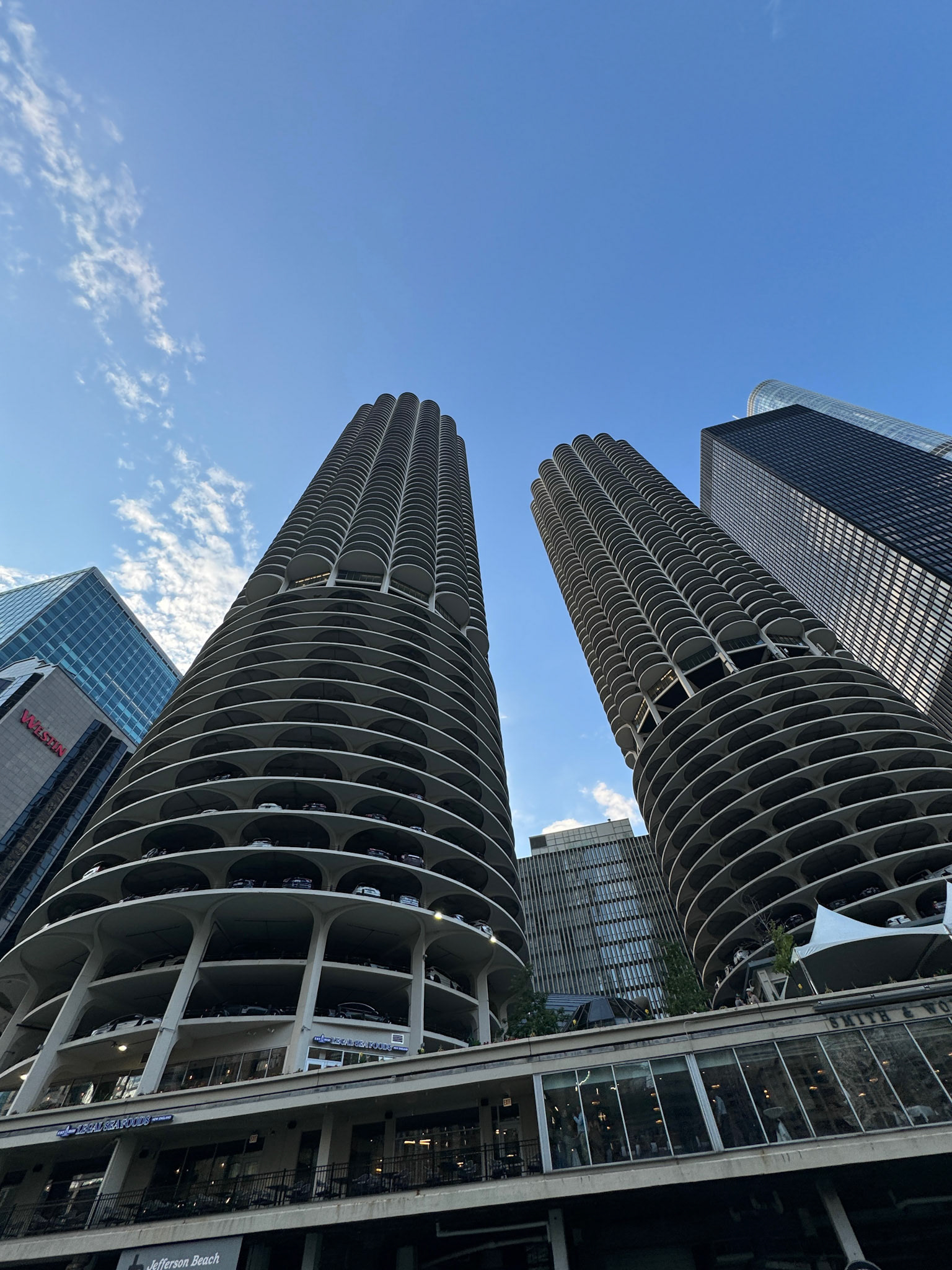 There's a famous commercial from the late 80s for an insurance company where a car drove right off the Marina City parking level into the Chicago River! I would have a very hard time parking up there!