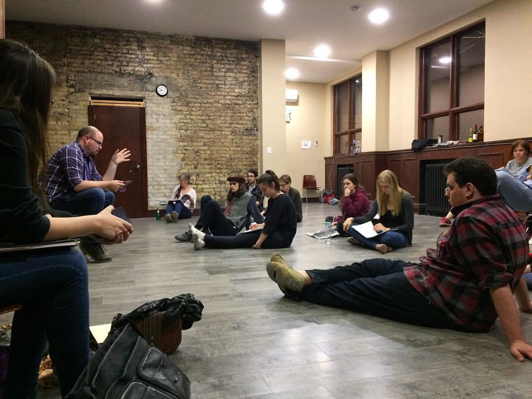Seriously serious seriousness - @jeremythebass discussing the show with the Twelfth Night cast #LCP12th