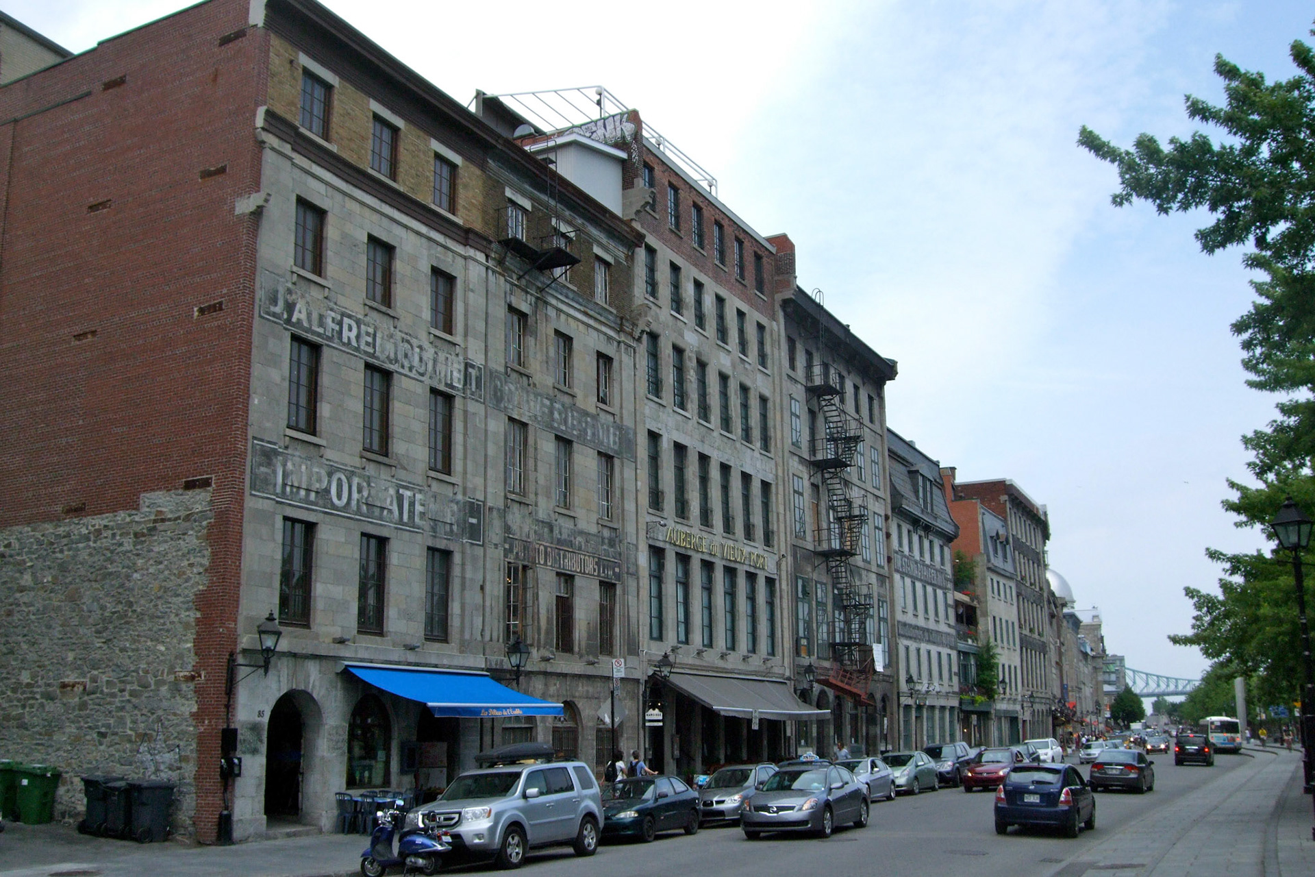 Old buildings lining the Old Port of Montreal