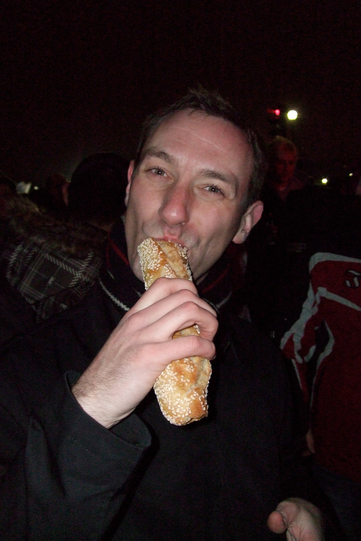 Fueling up on a baguette before New Year's