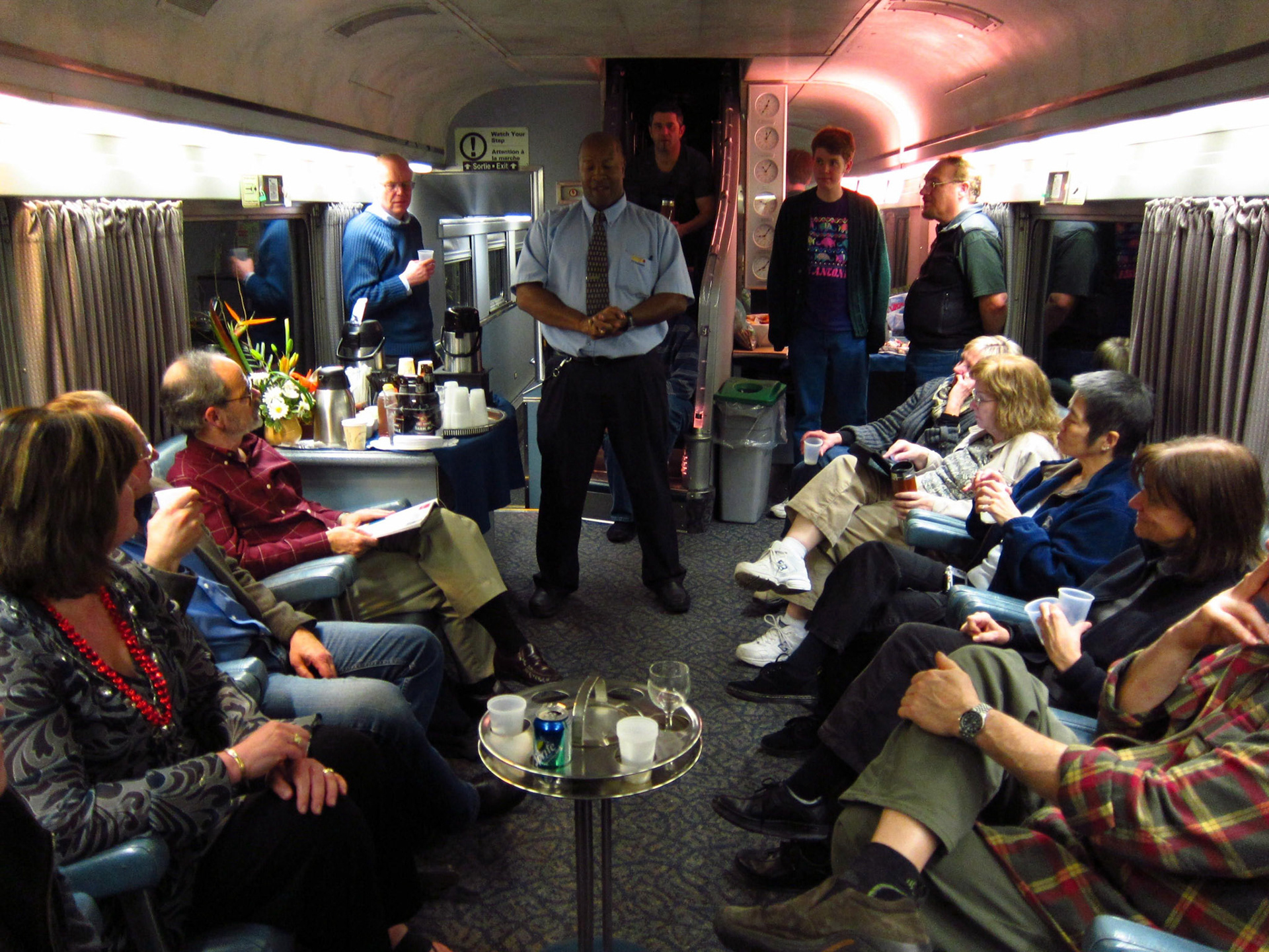 New friendships form easily on The Canadian: socializing in the Bullet Lounge