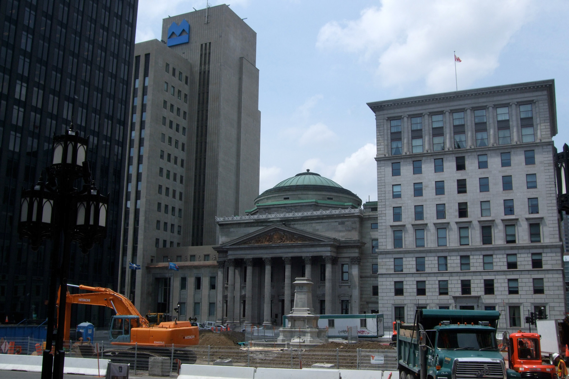 Place d'Armes square: where Old Montreal meets the new downtown buildings
