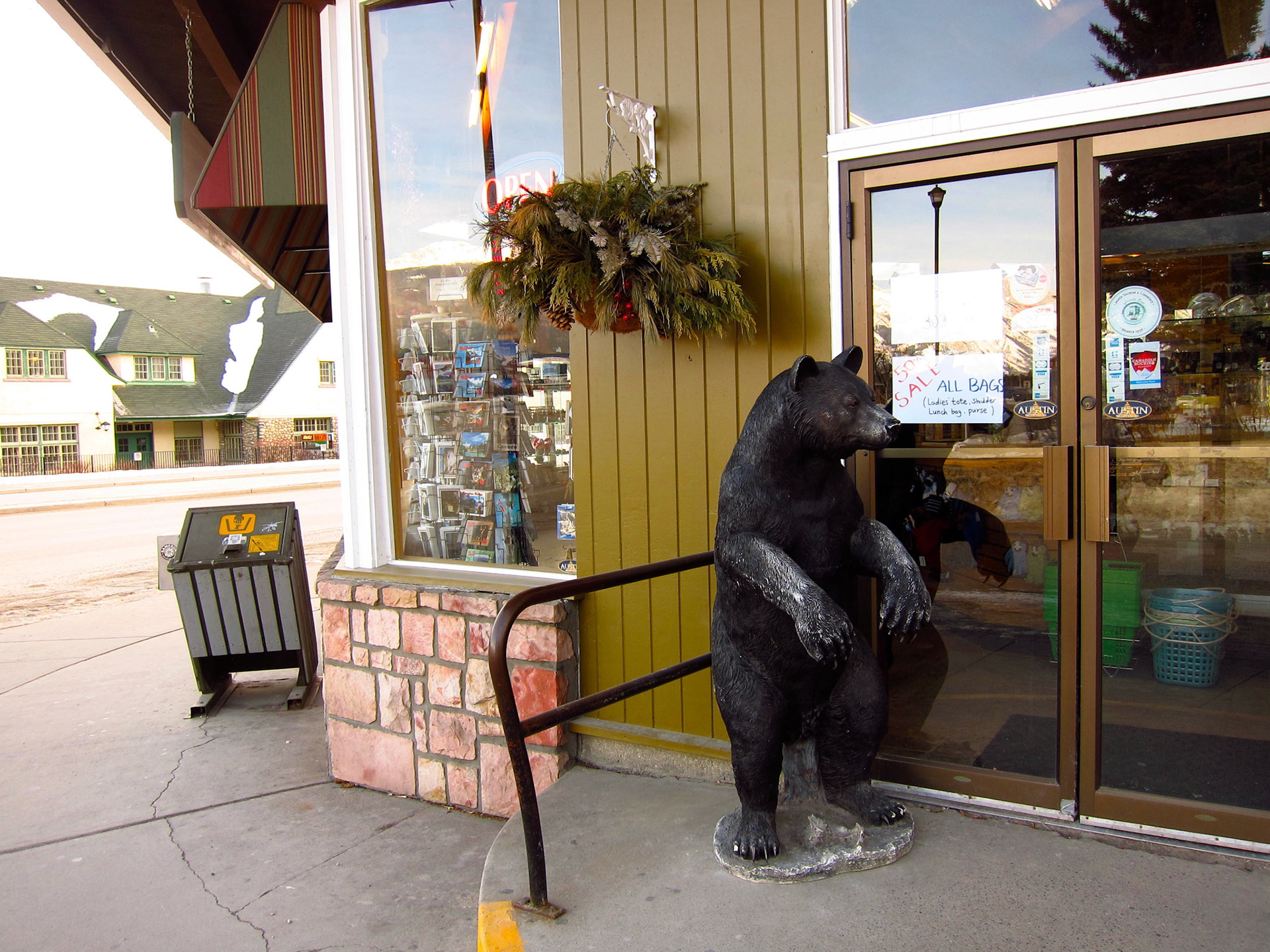 Not too many bears around in the winter, but you could still find some indication of their presence in Jasper - including the bear-proof garbage bins