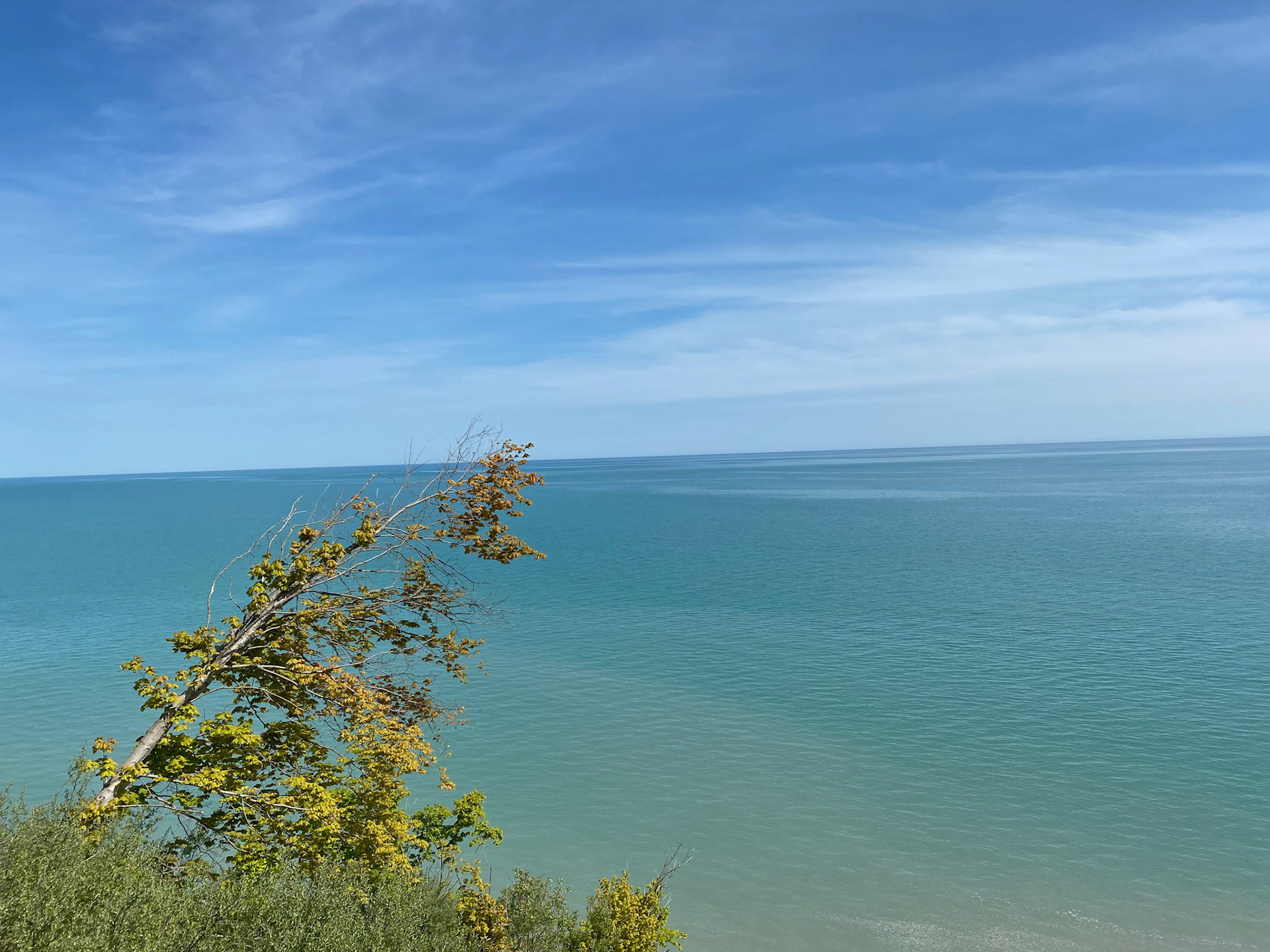 Emerson and I viewed the cliff overlooking Lake Erie in Iona