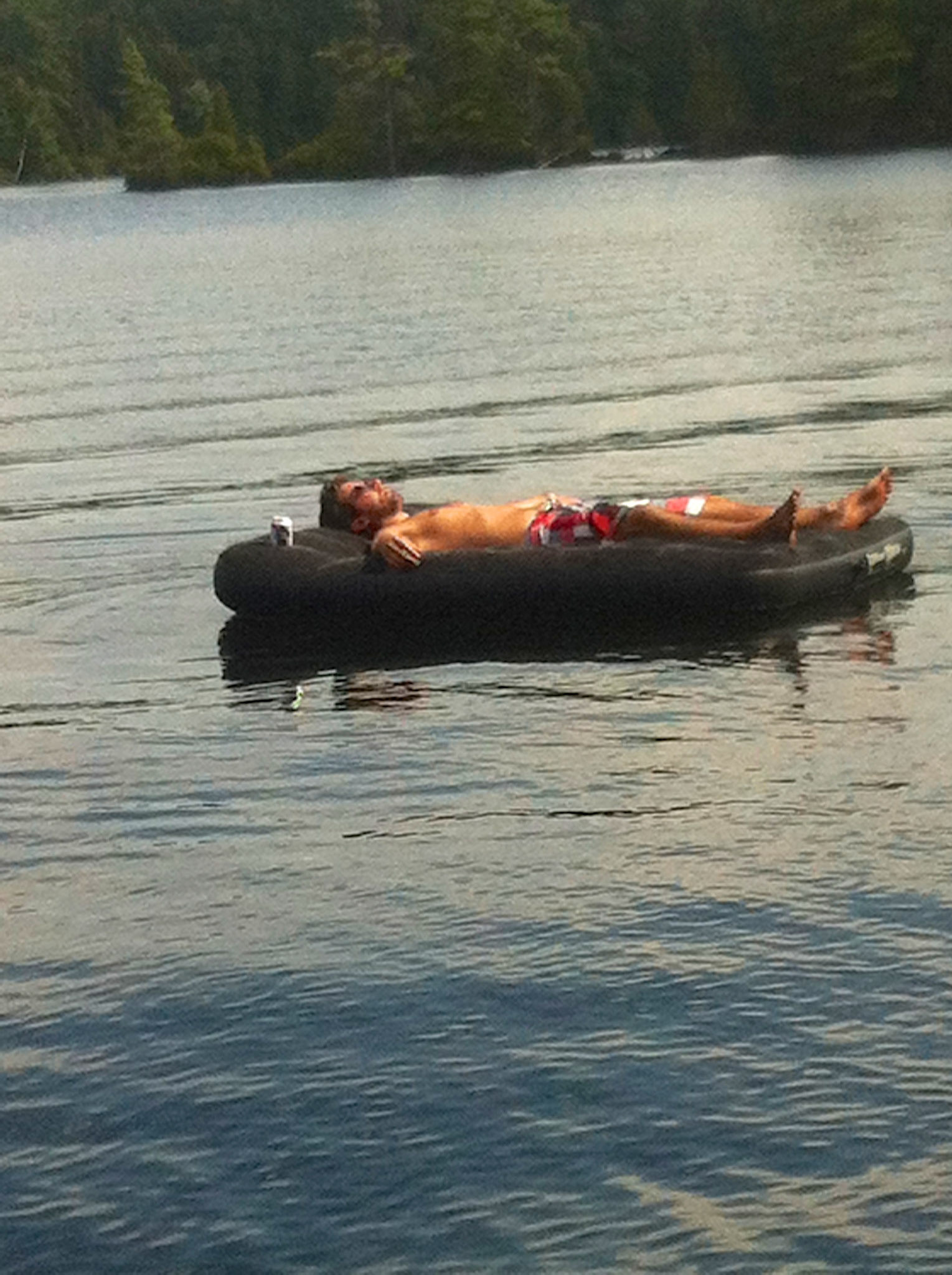 Ted on an air mattress