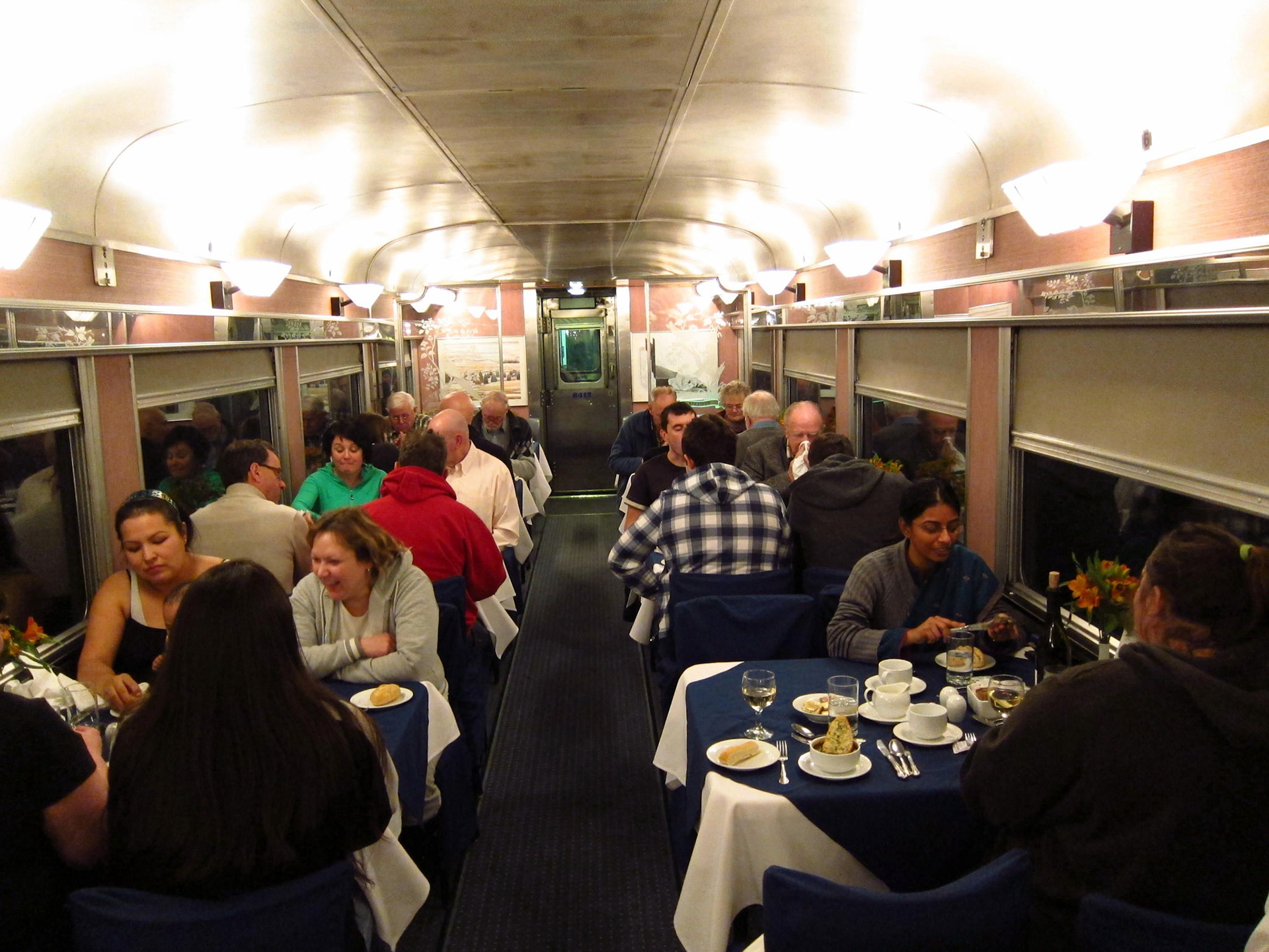 Everyone sits together and gets to know each other over the spectacular meals on The Canadian