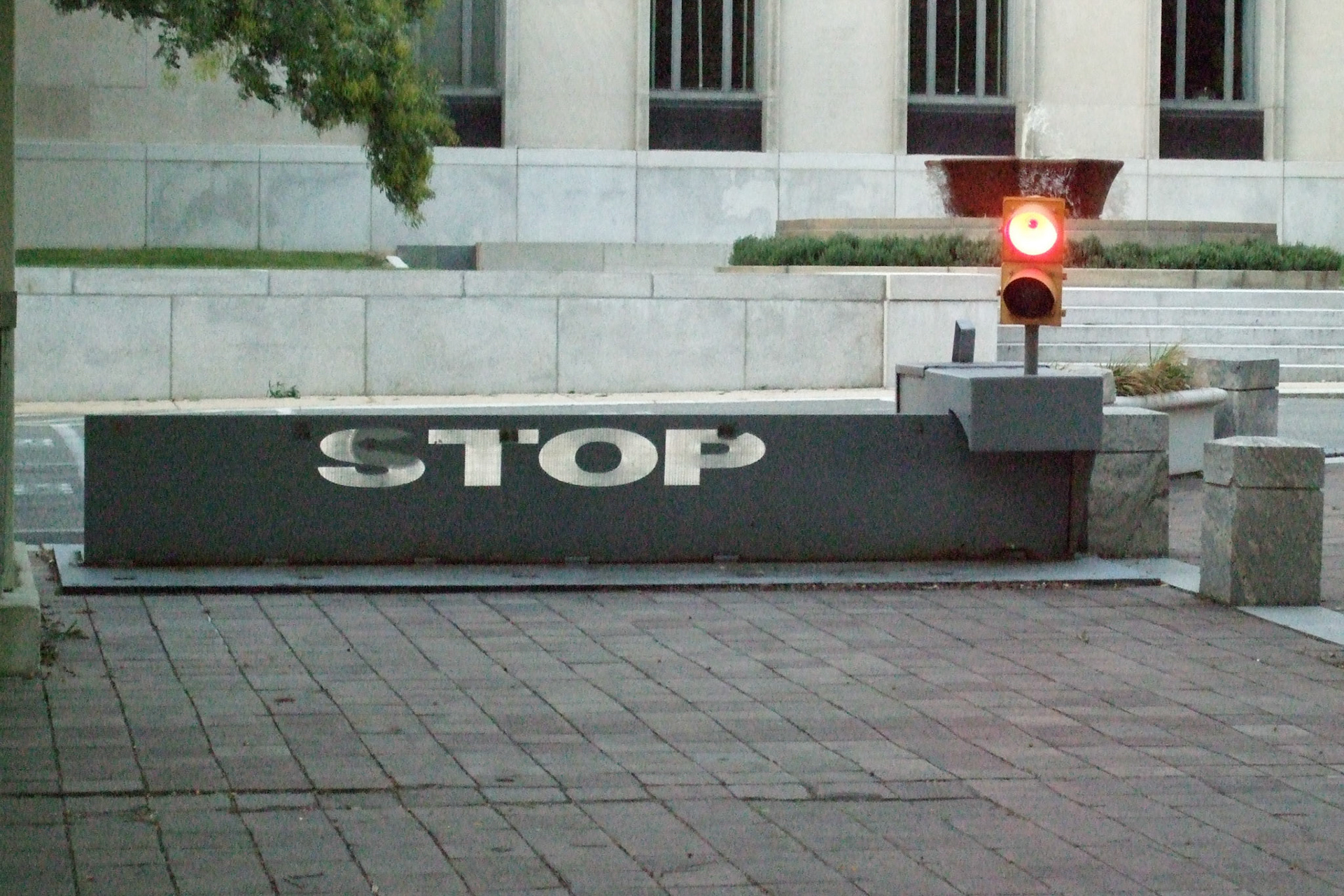 Stop! No really. Stop!! Do not destroy your car by driving it into this huge barricade
