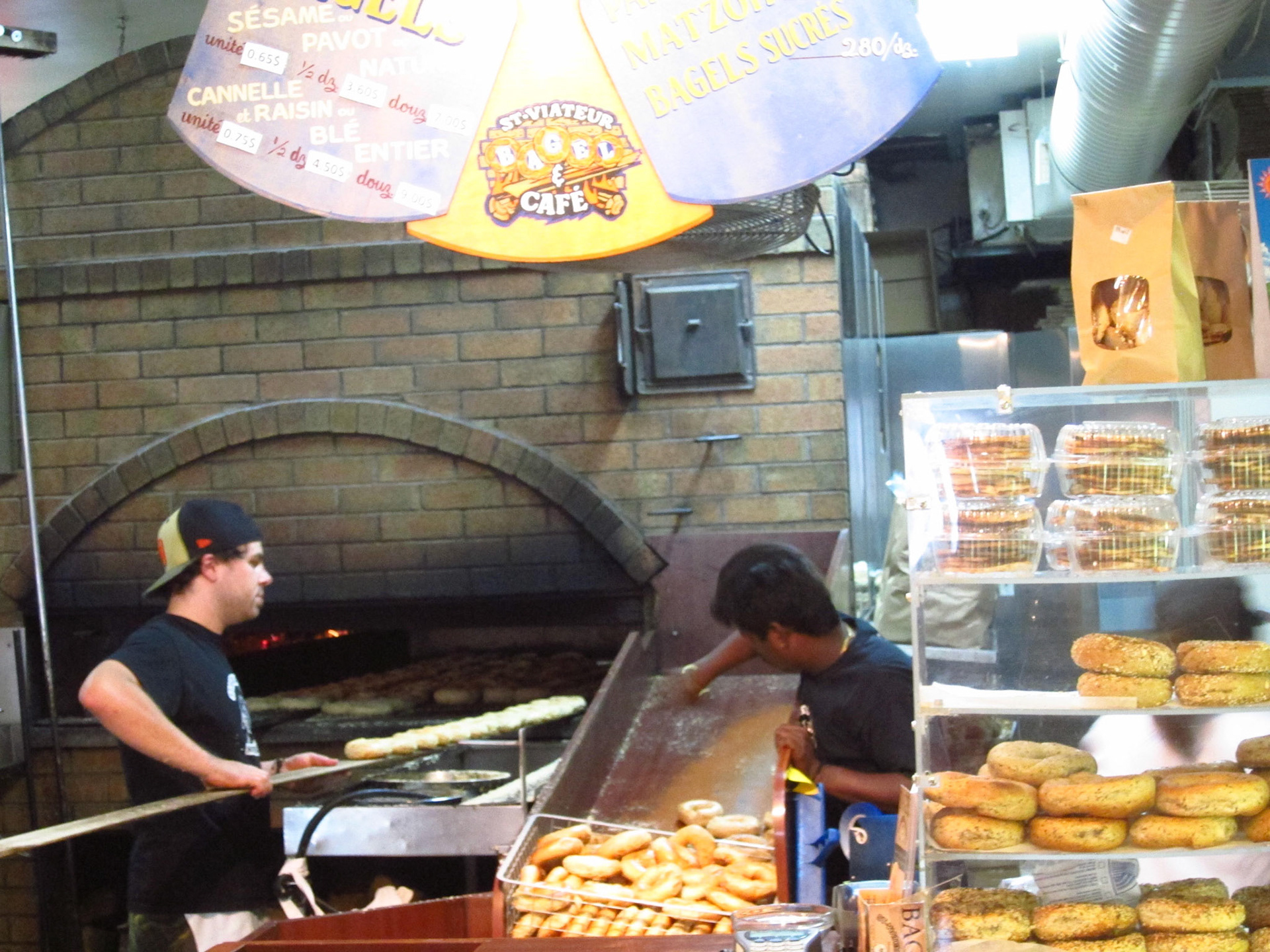 Montreal bagels are perfectly soft on the inside and crisp on the outside from the wood fire