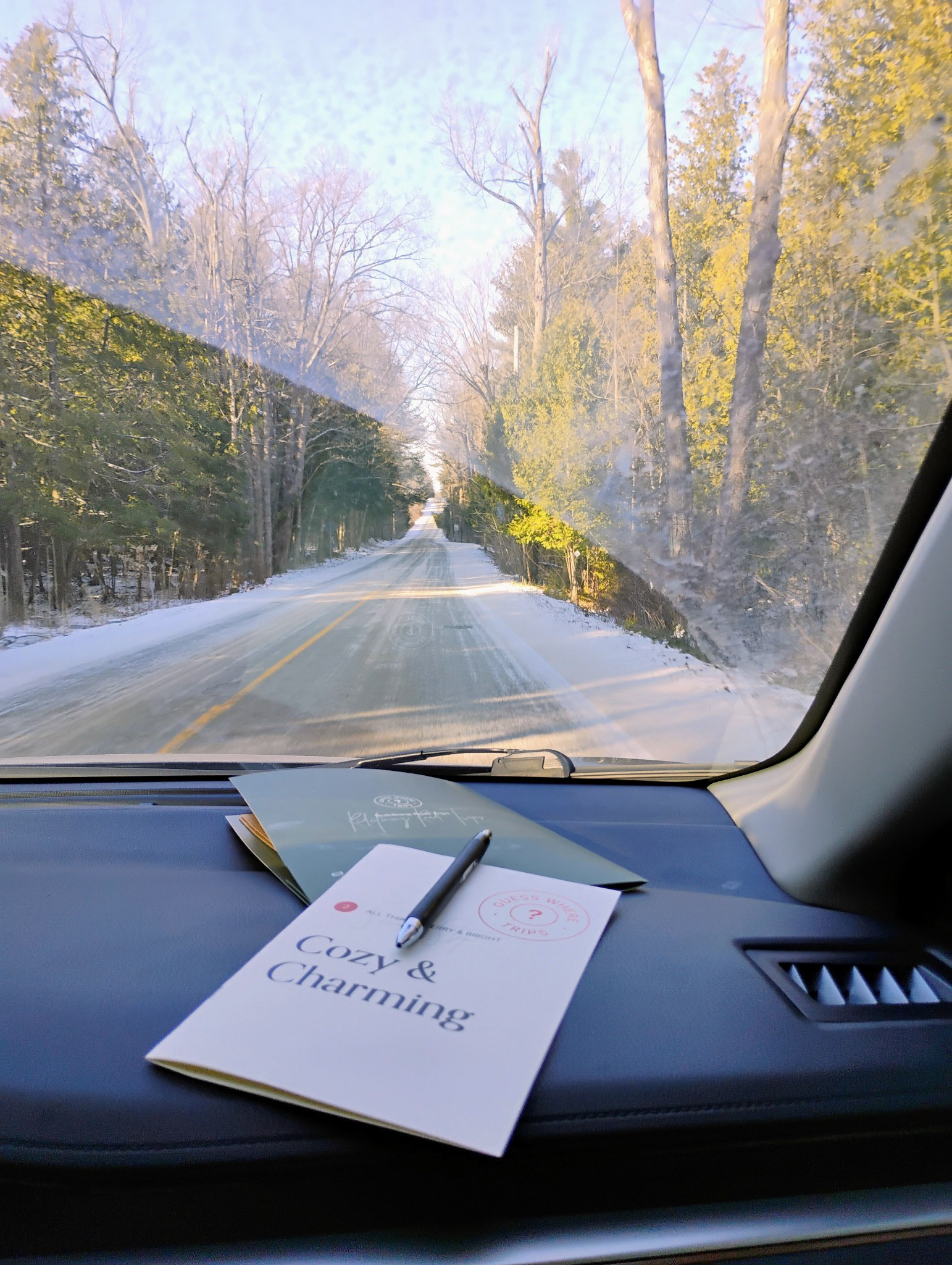 The snowy ambiance of the rolling country roads between our stops was a highlight of the day - so scenic!