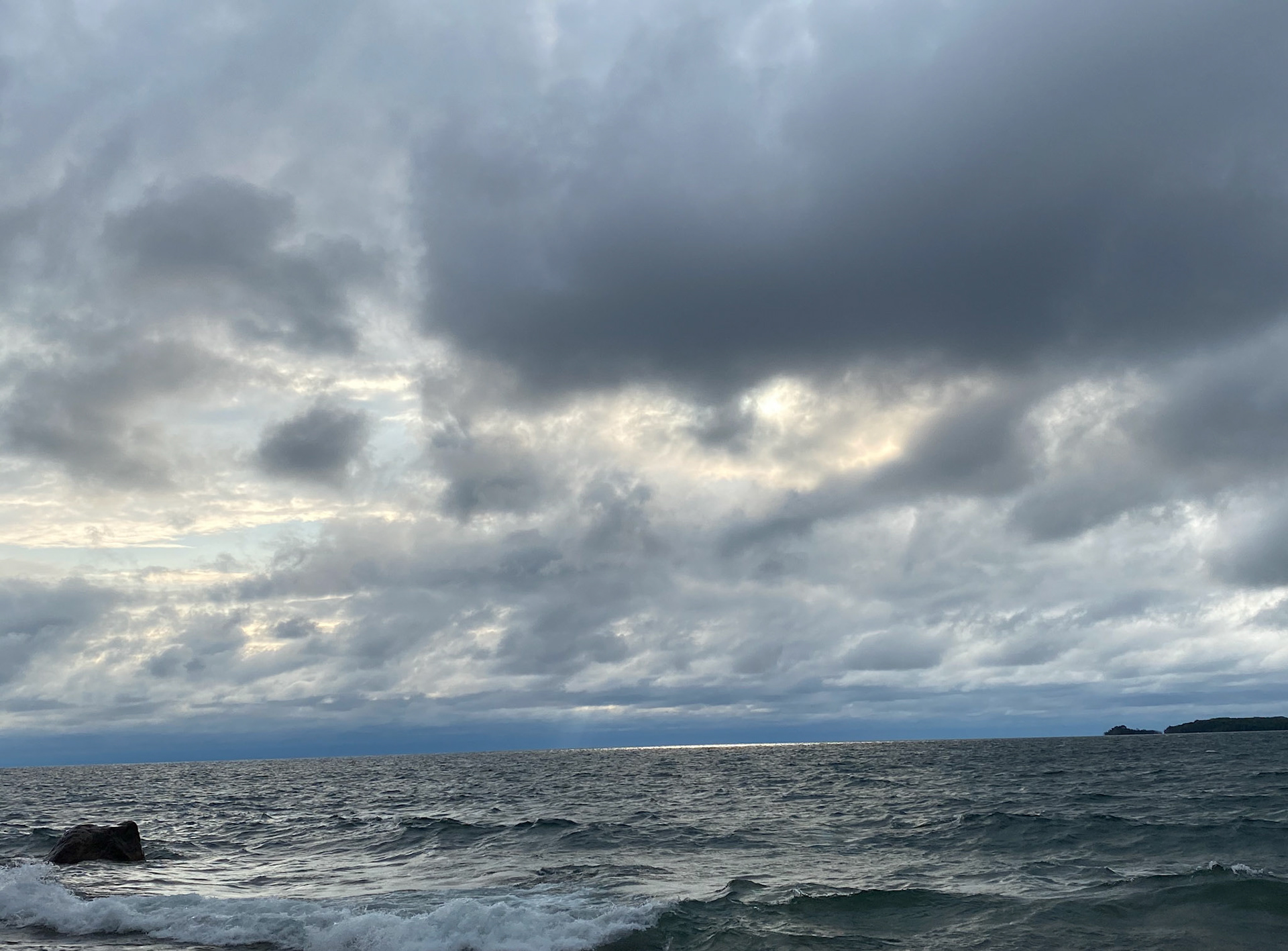 Shimmering sky and water at the cottage